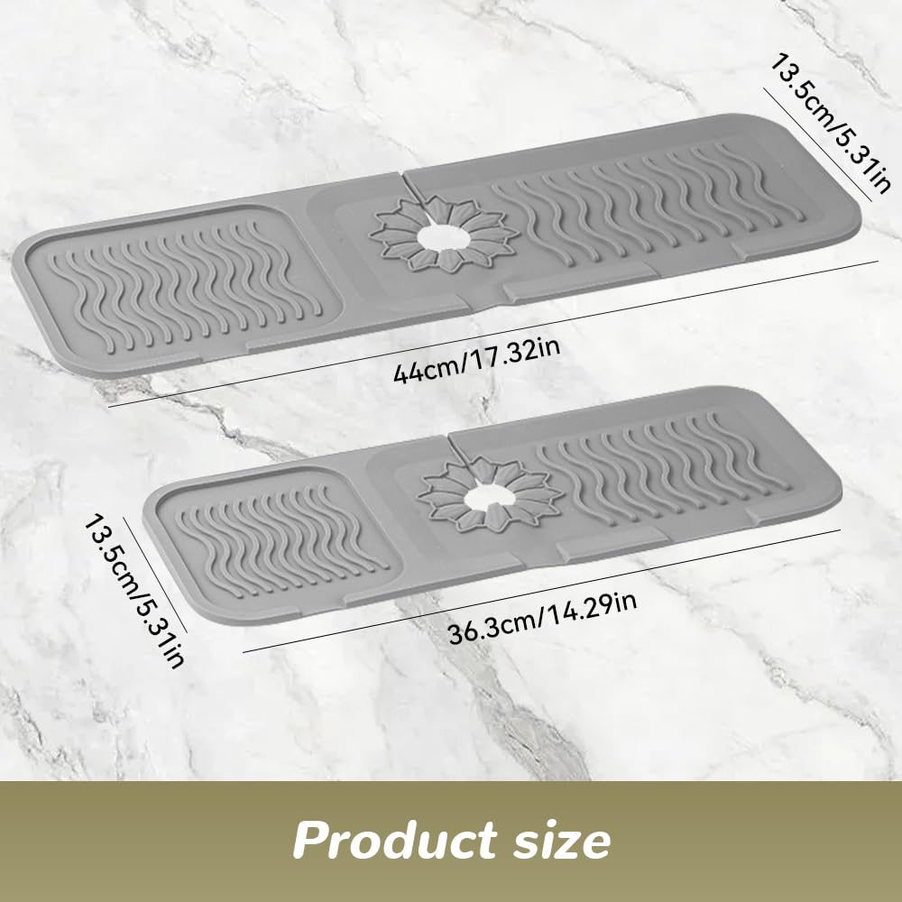 2024 Premium Silicone Sink Mat for Kitchen & Bathroom - Fast Drying, Non-Slip Faucet Protector & Drain Tray - Perfect for Dishes, Utensils & Personal Care Items (Size C, One Size) - Ideal for Countertop Protection & Water Drainage
