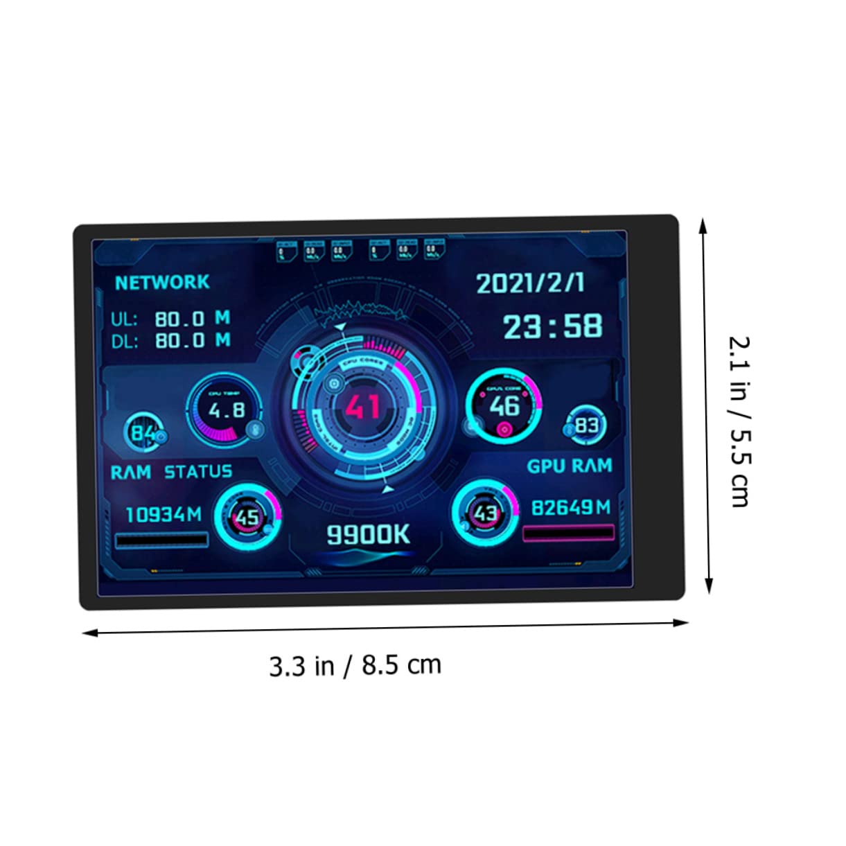 Uonlytech 2 Pack LCD Secondary Computer Monitor - Mini HDD Data Screen for PC Case, GPU Enclosure & Mini PC | Perfect for Multi-Tasking, Gaming Setup & Workspace Organization