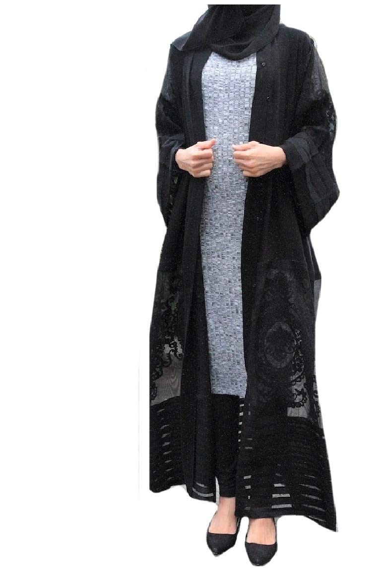 Elegant Embroidered Dubai Style Abaya Cardigan Robe for Women - Islamic Muslim Dress for Prayer, Home & Special Occasions