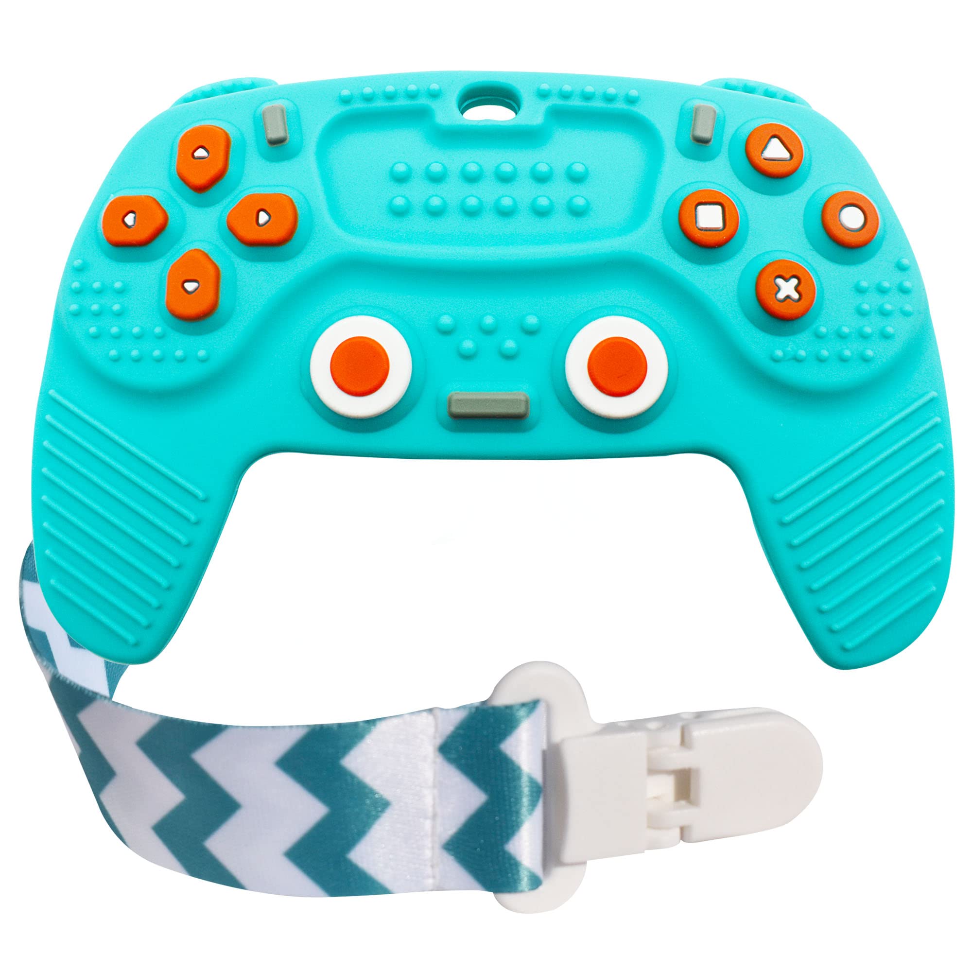BIGSPINACH Baby Teething Remote Control with Pacifier Clip - Safe Chew Toy for Infants 3-12 Months - Funny Teether for Boys & Girls (Blue) | Perfect for Soothing Sore Gums During Playtime & Travel