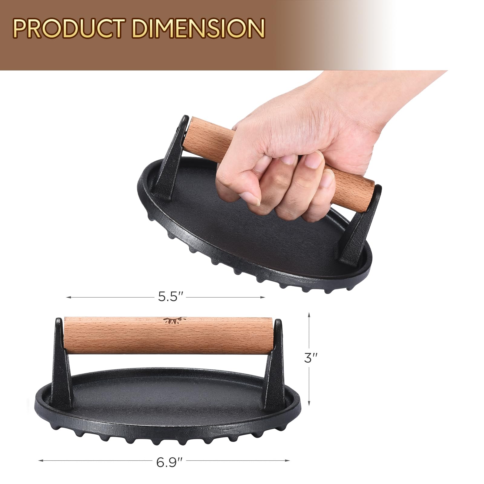 TIFMI 7-inch & 4.6-inch Hamburger Patty Maker Press - Non-Stick Aluminum with 100 BPA-Free Patty Papers - Perfect for Grilling Burgers, Bacon, Panini, Steak & Sandwiches - Ideal for Backyard BBQs, Camping & Home Cooking