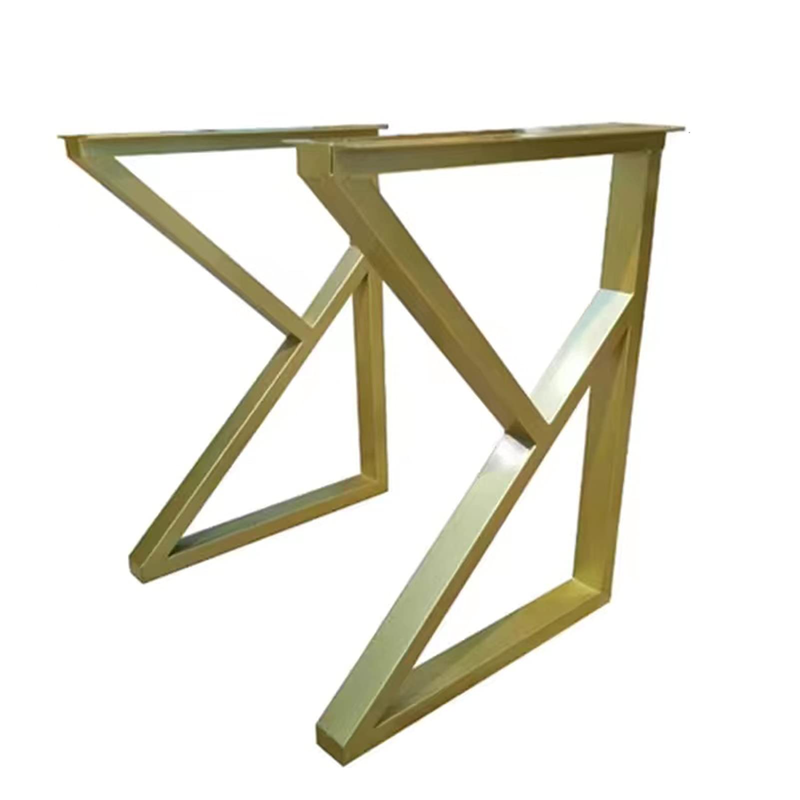 2 Pcs K-Shaped Iron Table Legs for DIY Desk, Bar Counter, Dining Table & Bench - Country Style Furniture Replacement Legs (Gold) - Perfect for Home, Office & Cafe Renovation