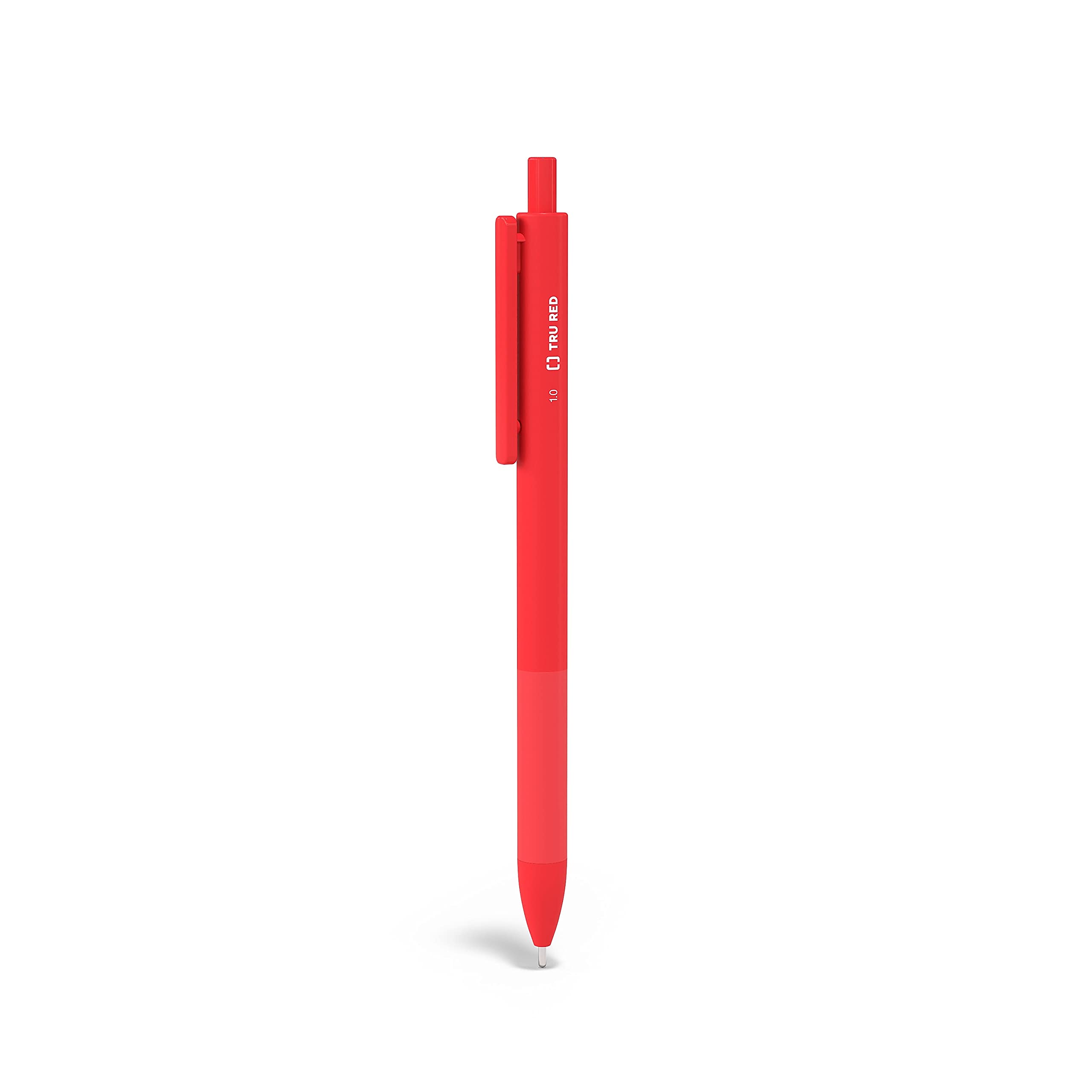 TRU RED TR59163 Retractable Ballpoint Pens with Comfort Grip - Medium Point 1.0mm (Blue, Black, Red) - Smooth Writing for Office, School & Everyday Use