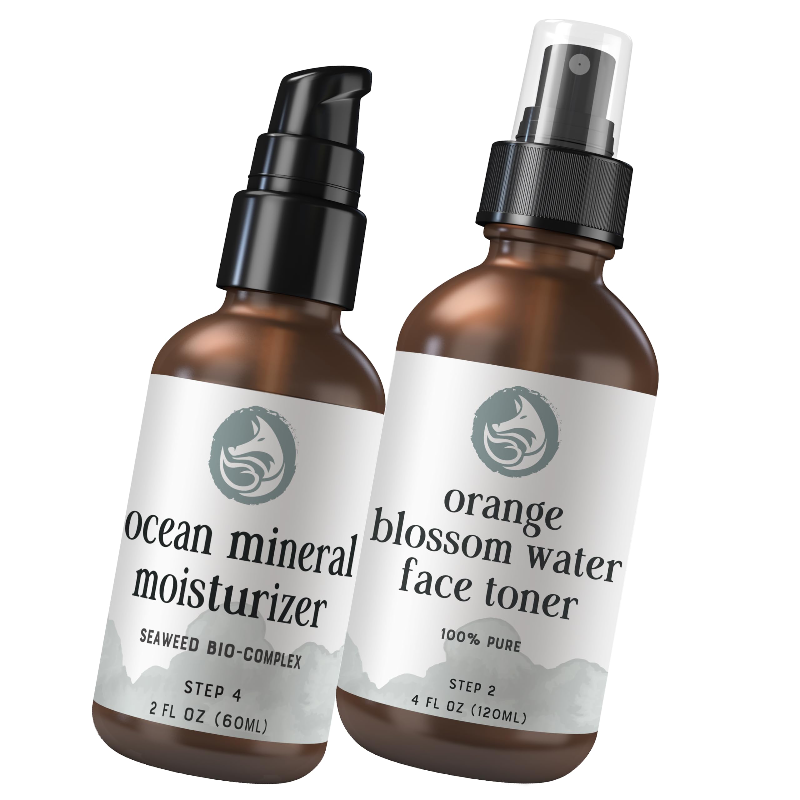 Refreshing Skincare Duo: Ocean Mineral Moisturizer & Orange Blossom Toner Set for Hydration & Glow | Perfect for Daily Skincare Routine & Spa Days