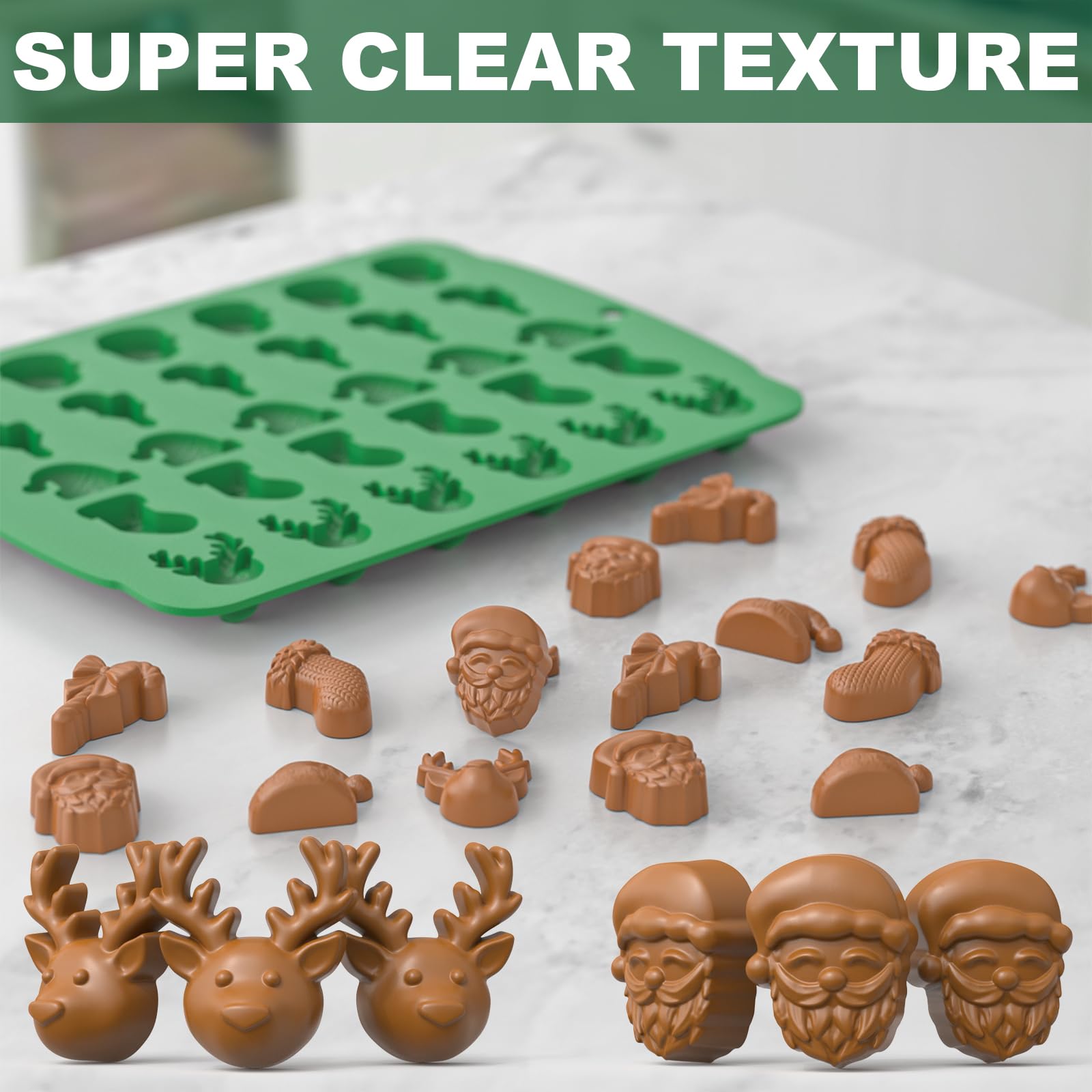 Premium Christmas Chocolate Molds Set - Food-Grade Silicone Baking Molds for Chocolate, Gummy Candy, Biscuits, Ice Cubes & Jelly - Mini Holiday Cookie Cutters (Christmas Gift Set B) - Perfect for Holiday Baking, DIY Desserts & Festive Party Treats