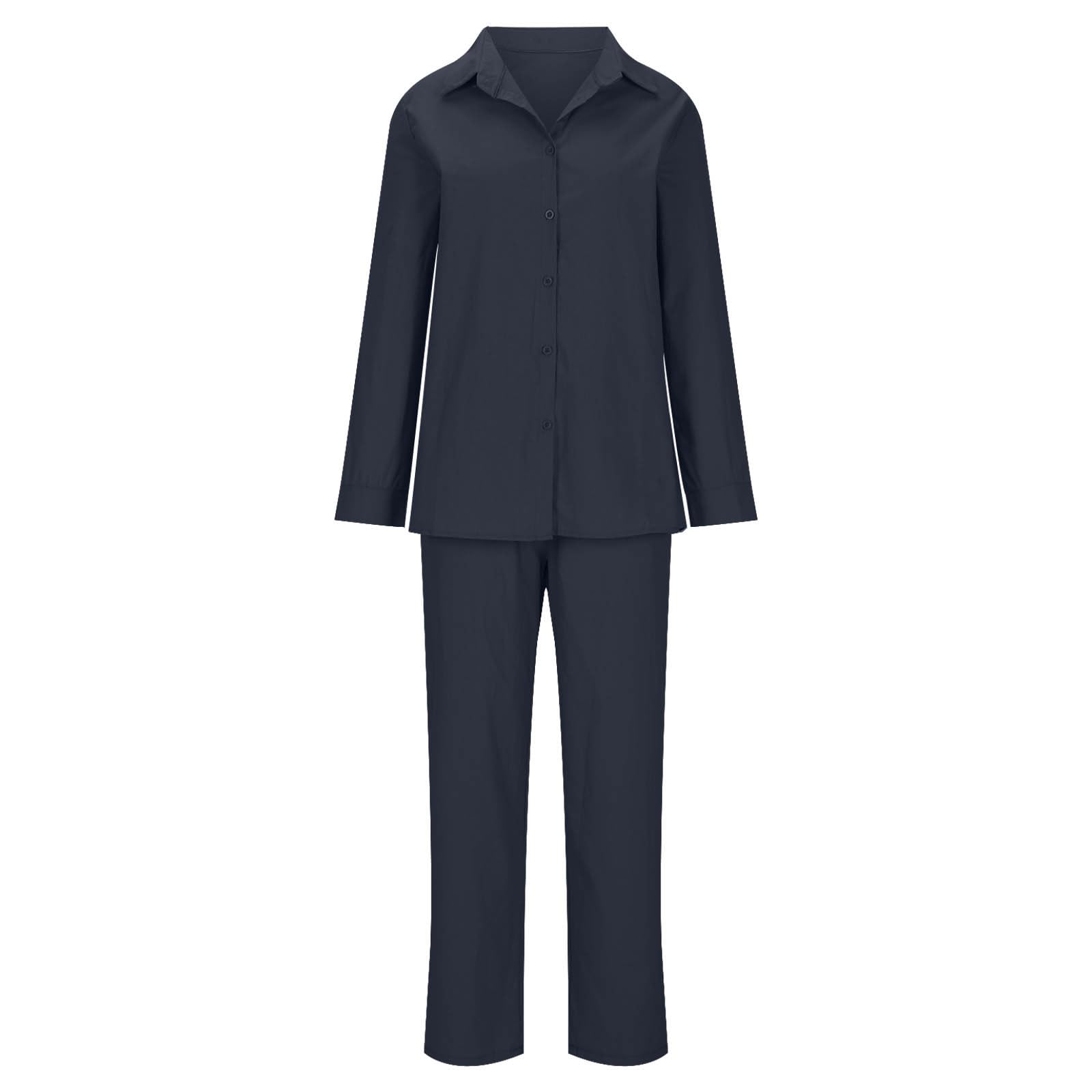 YMADREIG Women's 2-Piece Linen Outfit - Long Sleeve Button Down Shirt & Baggy Pants Set | Summer Casual Lounge Wear | Perfect for Beach Vacations, Yoga & Relaxing at Home