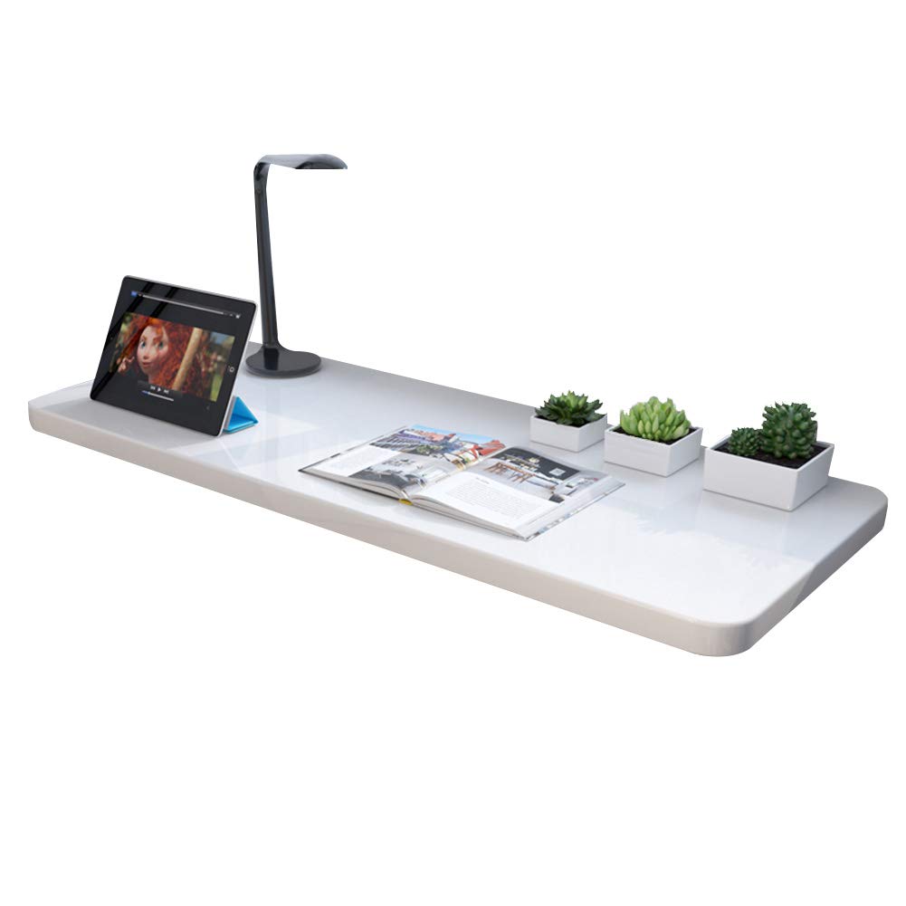 Foldable Wall-Mounted Drop Leaf Table - White Floating Laptop Desk for Small Spaces | Space-Saving Study Desk, Bedroom Workstation, Bathroom Vanity & Balcony Writing Table | Perfect for Apartments, Dorms & Tiny Homes