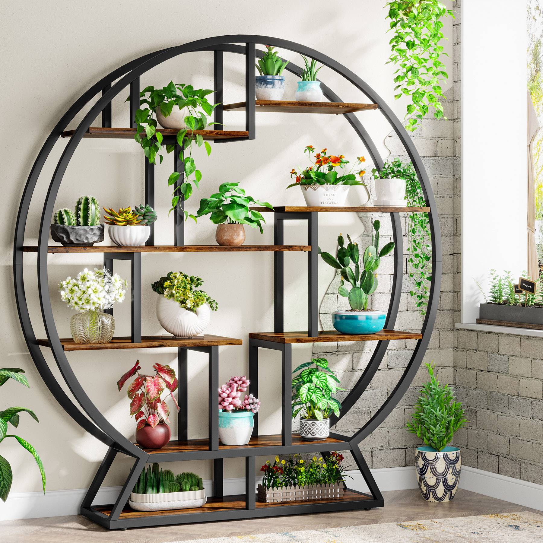 Round Plant Stand with 8 Shelves - 63
