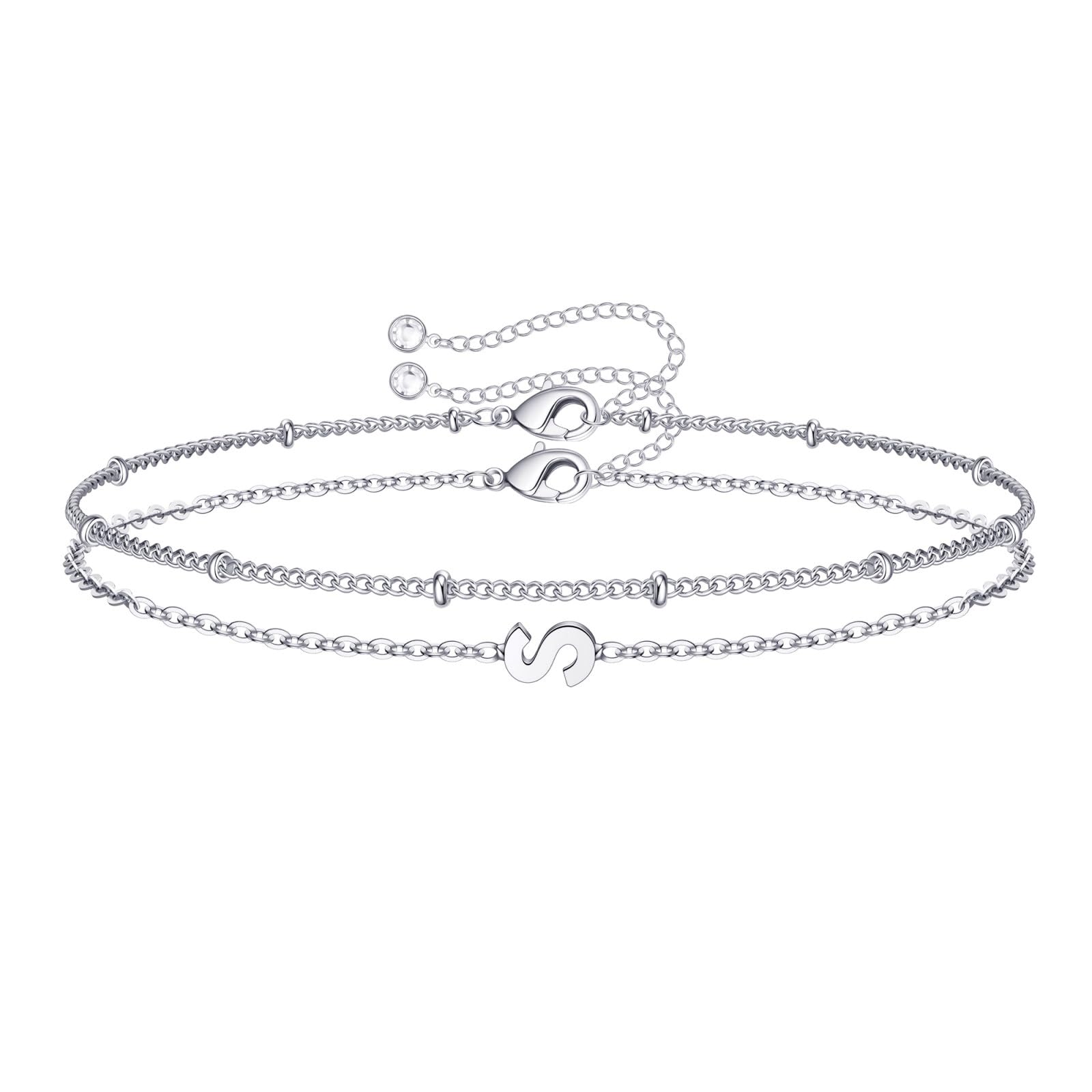 Personalized Initial Bracelets for Women - Layered Letter Charm Bracelet A-Z in Gold, Silver & Rose Gold | Dainty Jewelry for Birthday Gifts, Everyday Wear & Special Occasions