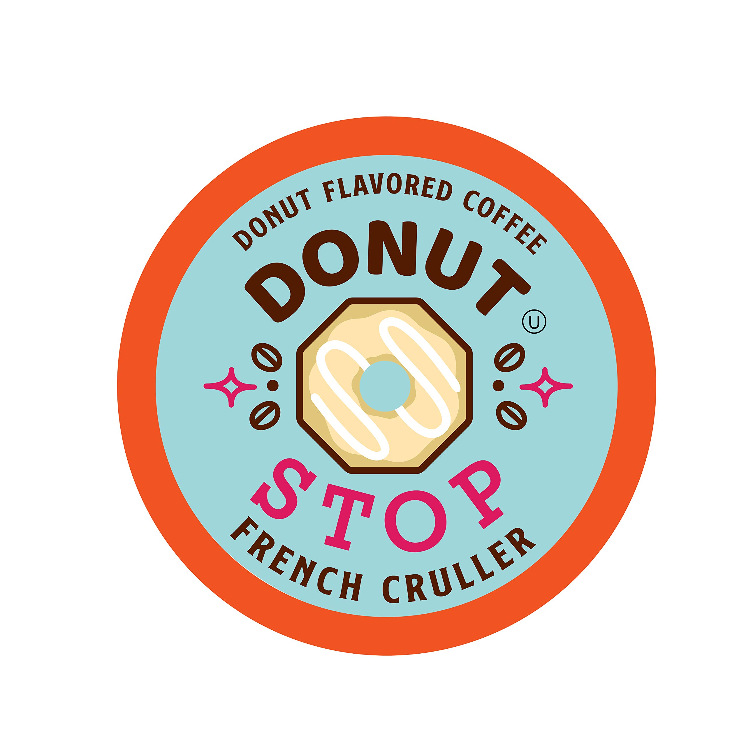 Donut Stop Flavored Coffee Pods - French Cruller Donut Flavor (40 Count) | Compatible with Keurig 2.0 K-Cup Brewers | Perfect for Breakfast, Office & Home Brewing