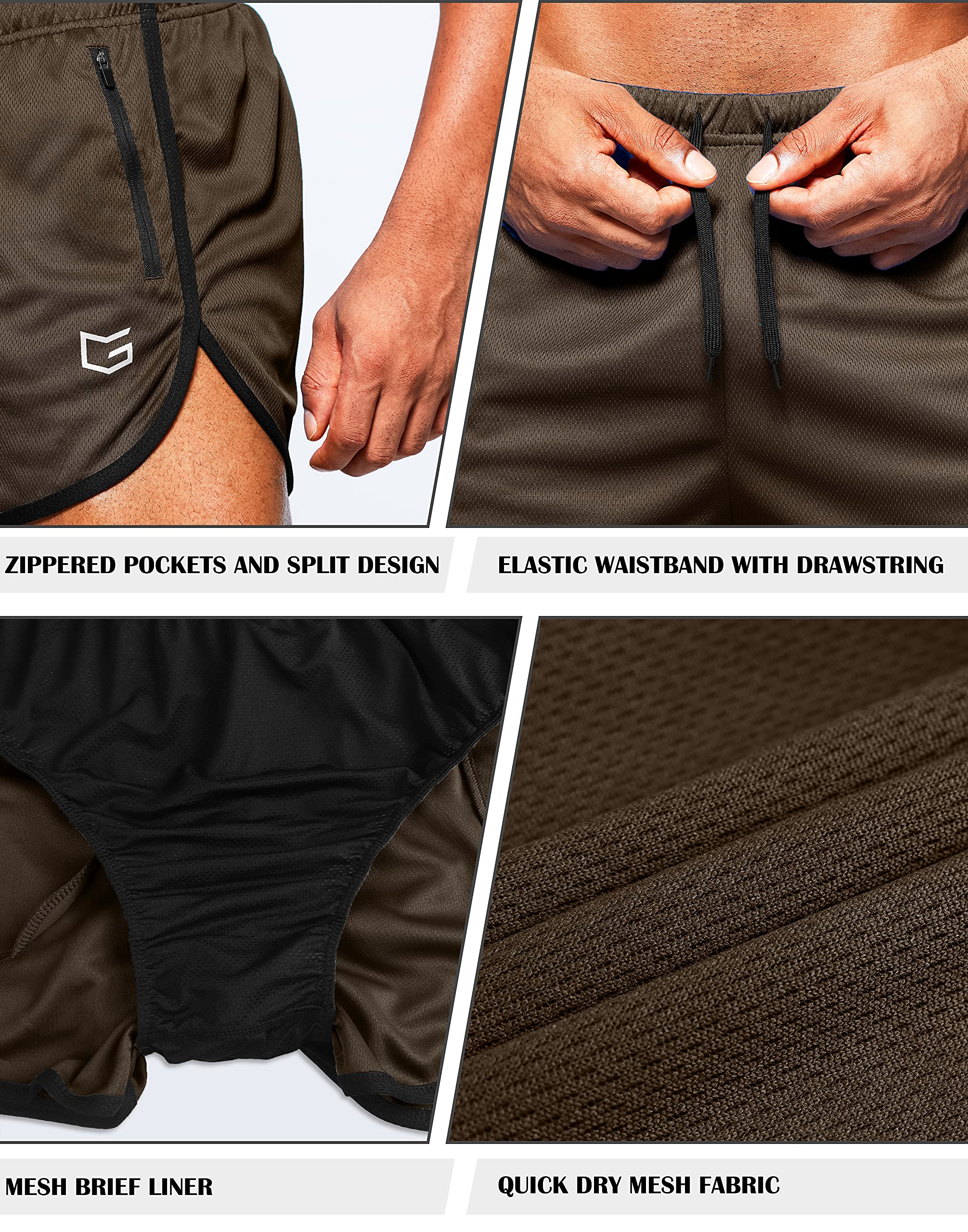**G Gradual Men's 3-Inch Quick Dry Running Shorts with Zipper Pockets – Lightweight Gym & Jogging Workout Shorts for Training, Hiking & Outdoor Sports**