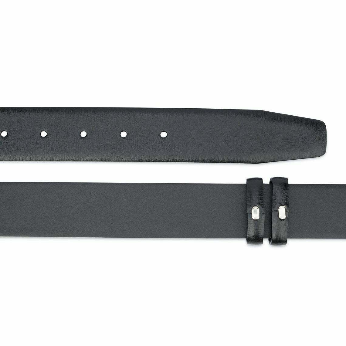 35mm Black Leather Belt Without Buckle - Men's Replacement Belt Strap - Smooth & Durable - Perfect for Casual Wear, Office & Formal Occasions