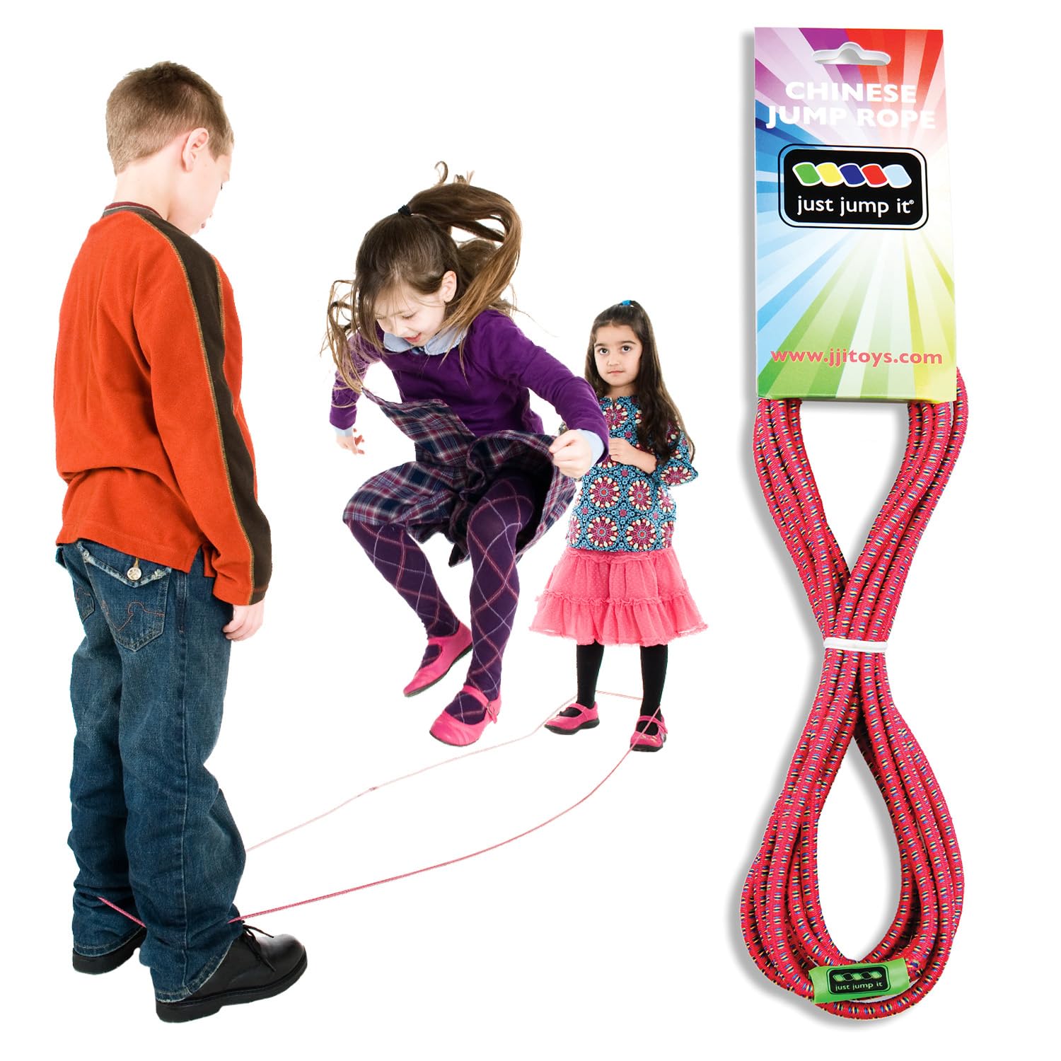 Just Jump It Chinese Jump Rope - Red Confetti Design for Kids & Adults | Perfect for Outdoor Play, Exercise & School Activities