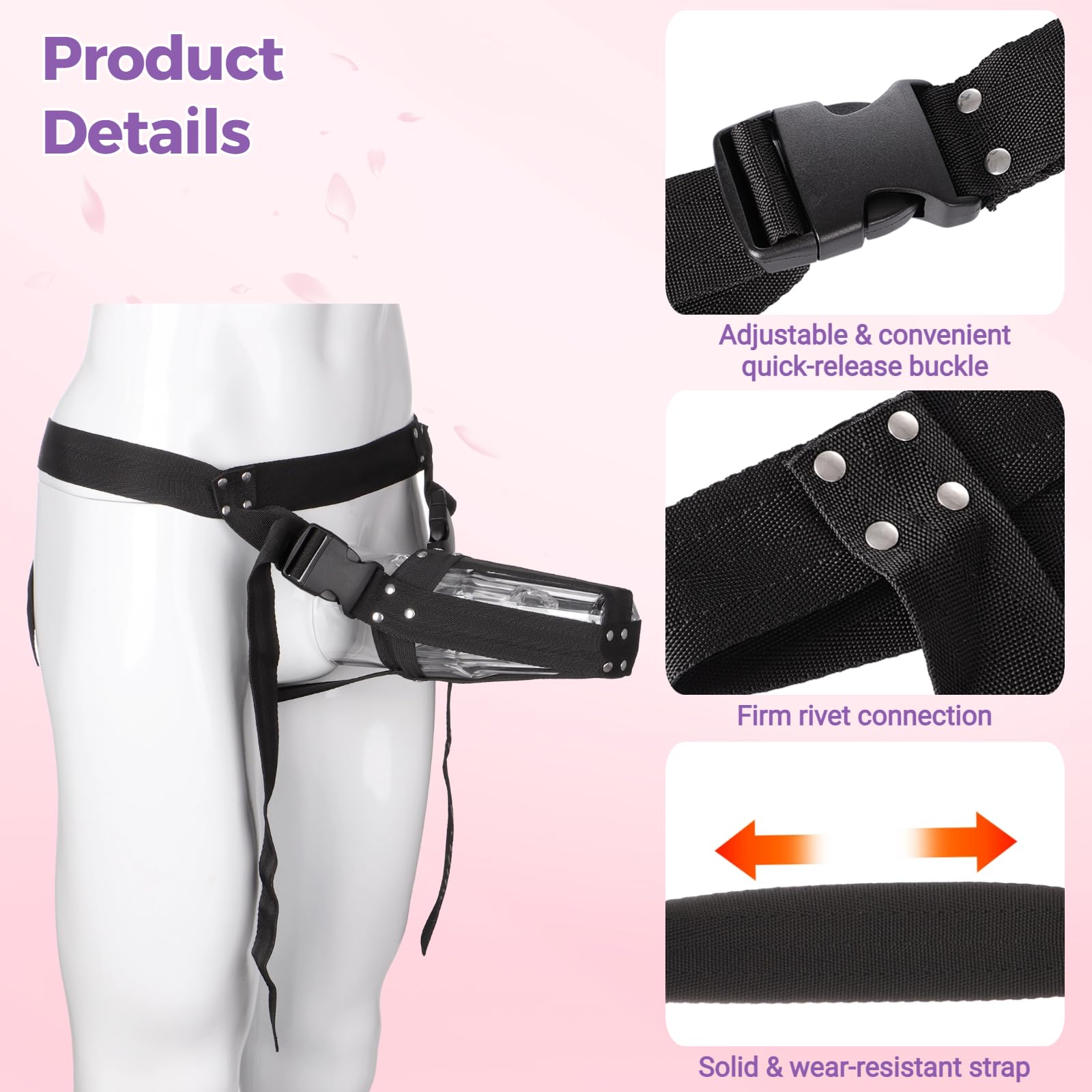 Adjustable Hands-Free Male Masturbator Cup with Straps - Wearable Male Stroker for Solo & Couples Play - Soft & Comfortable Sex Toy for Enhanced Pleasure (Perfect for Travel & Discreet Play)