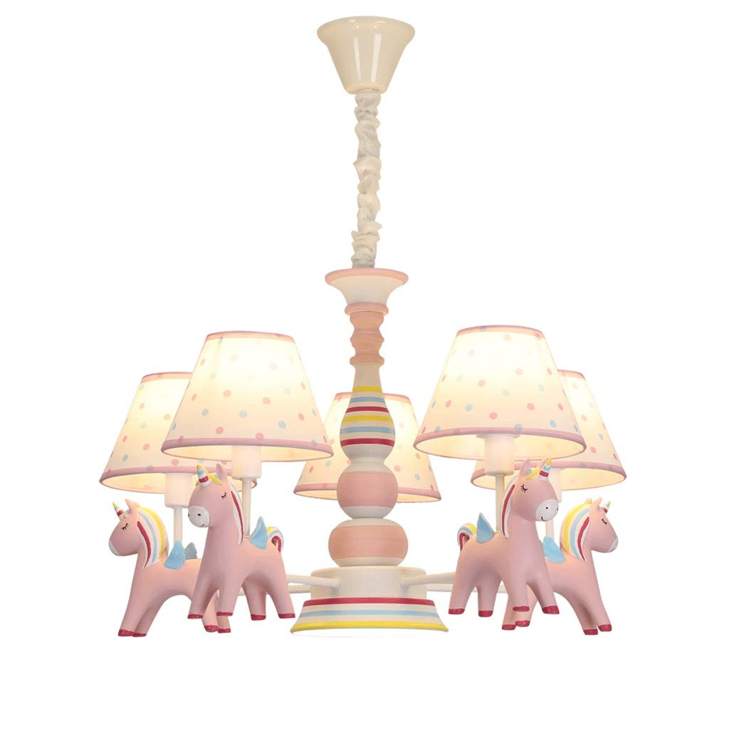 Kids Unicorn Chandelier - Pink 5-Light LED Ceiling Fixture with Fabric & Resin Design for Boys & Girls Bedrooms | Perfect for Nursery, Playroom & Fantasy-Themed Decor