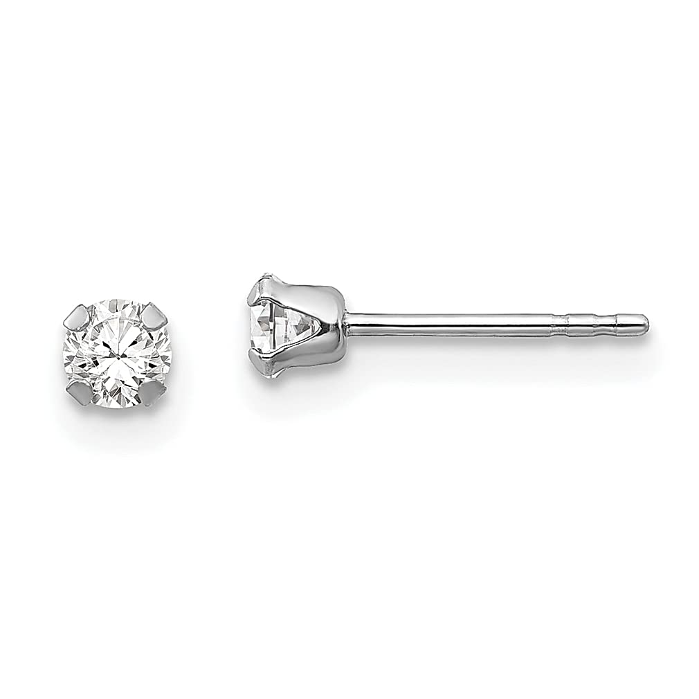 14K White Gold 3mm Cubic Zirconia CZ Post Stud Earrings for Women - Elegant Fine Jewelry Gift for Her - Perfect for Weddings, Anniversaries & Special Occasions