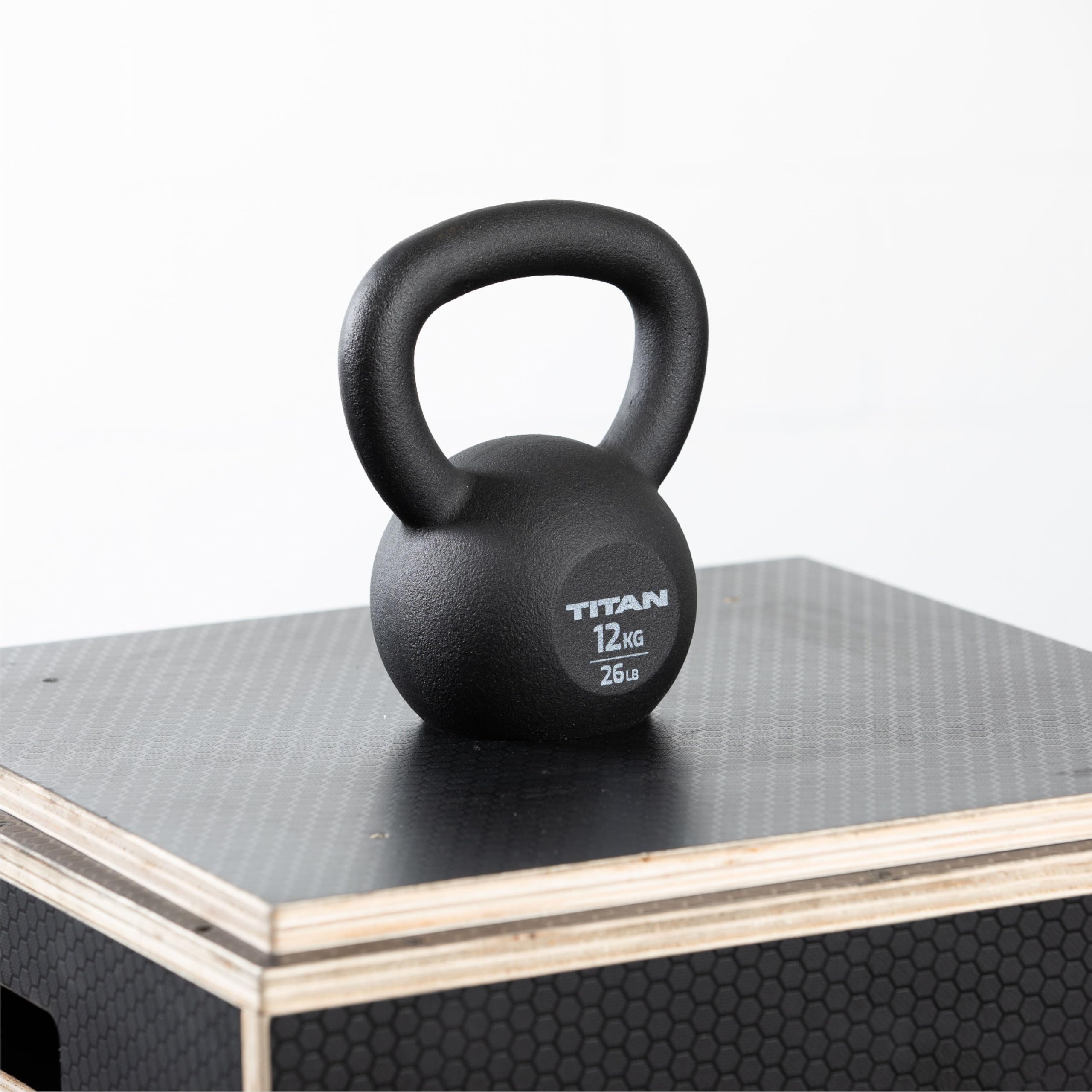 Titan Fitness Cast Iron Kettlebell - Single Piece Casting with KG & LB Markings for Full Body Workout - Perfect for Home Gym, CrossFit, Strength Training & Functional Fitness