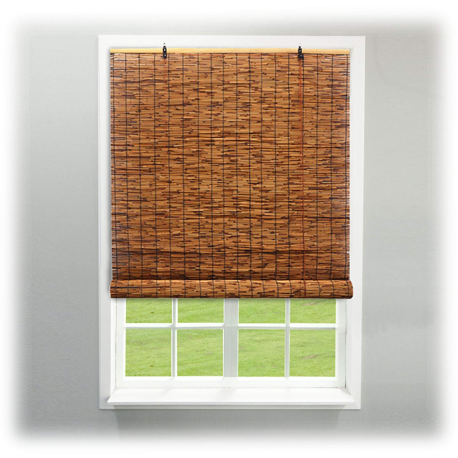 Brown Bamboo Roller Blinds for Windows & Doors - Blackout Light Filtering Shades with Lift System, Easy Installation (20x60, 23x64, 42x72 Inches) - Perfect for Bedrooms, Living Rooms & Home Offices
