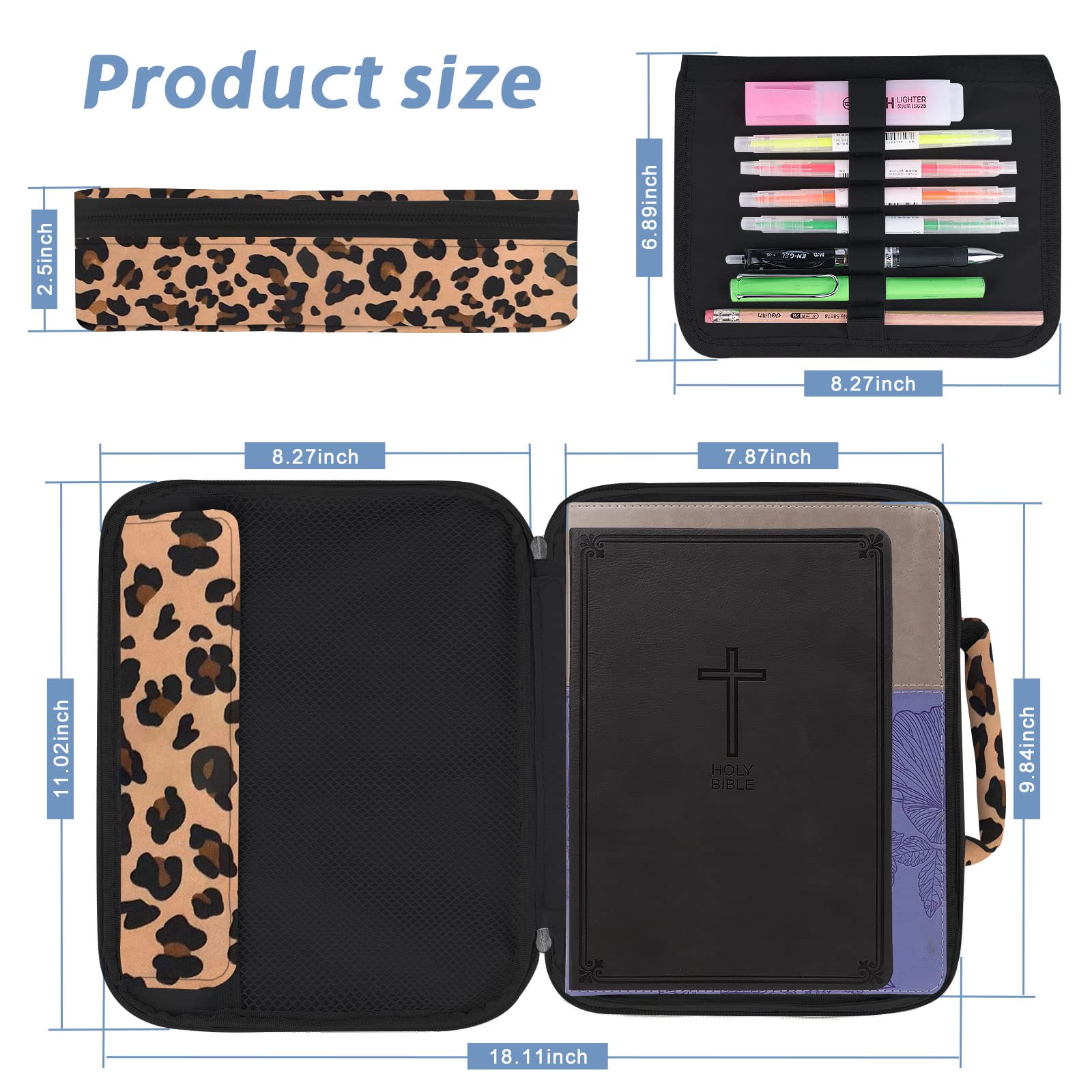HAWGON Bible Cover for Women & Men - Multi-Functional Large Book Organizer with Detachable Pen Slots | Durable Bible Case for Church, Office & Travel | Perfect Bible Study Supplies for Daily Devotion & Gift Giving