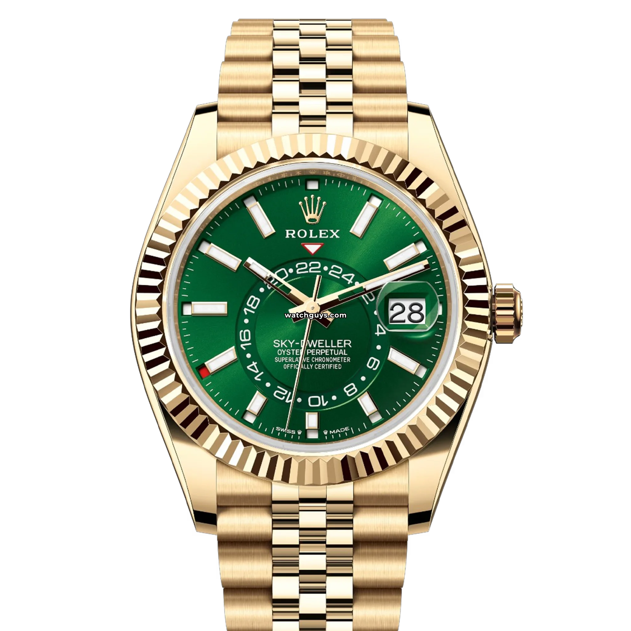 Rolex Sky-Dweller 336938 Men's Luxury Watch - Green Dial, Jubilee Bracelet - Perfect for Business, Travel & Special Occasions