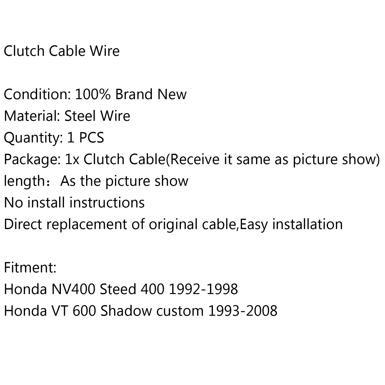 High-Quality Steel Braided Clutch Cable for Honda NV400 Steed 400 VT600 Shadow - Durable & Smooth Performance for Custom Motorcycles - Perfect for Street Bikes, Cruisers & Performance Upgrades