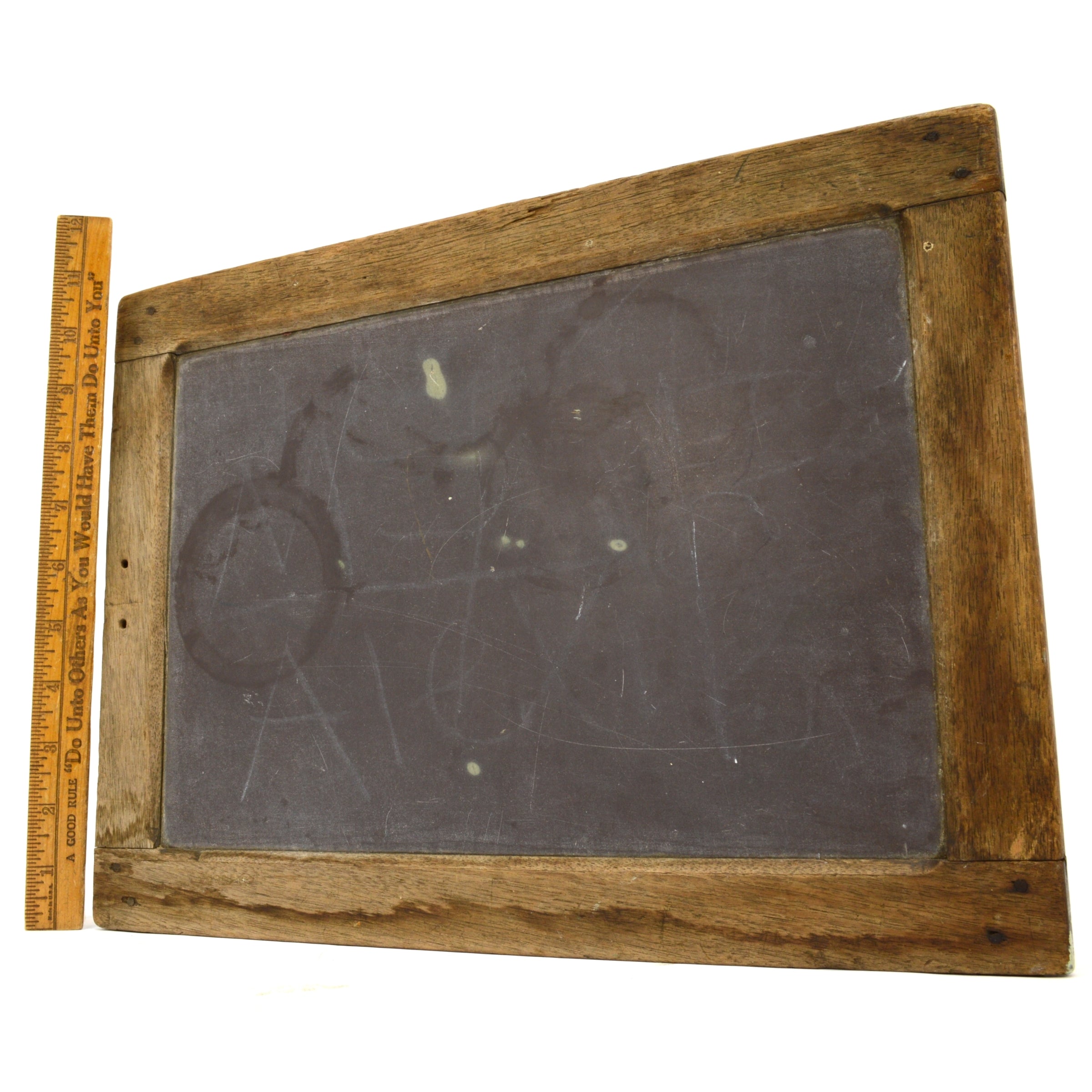 Vintage 15x11 Inch Double Sided School Slate Chalkboard with Hardwood Black Walnut Frame - Perfect for Classroom, Home Decor & Retro Writing Practice