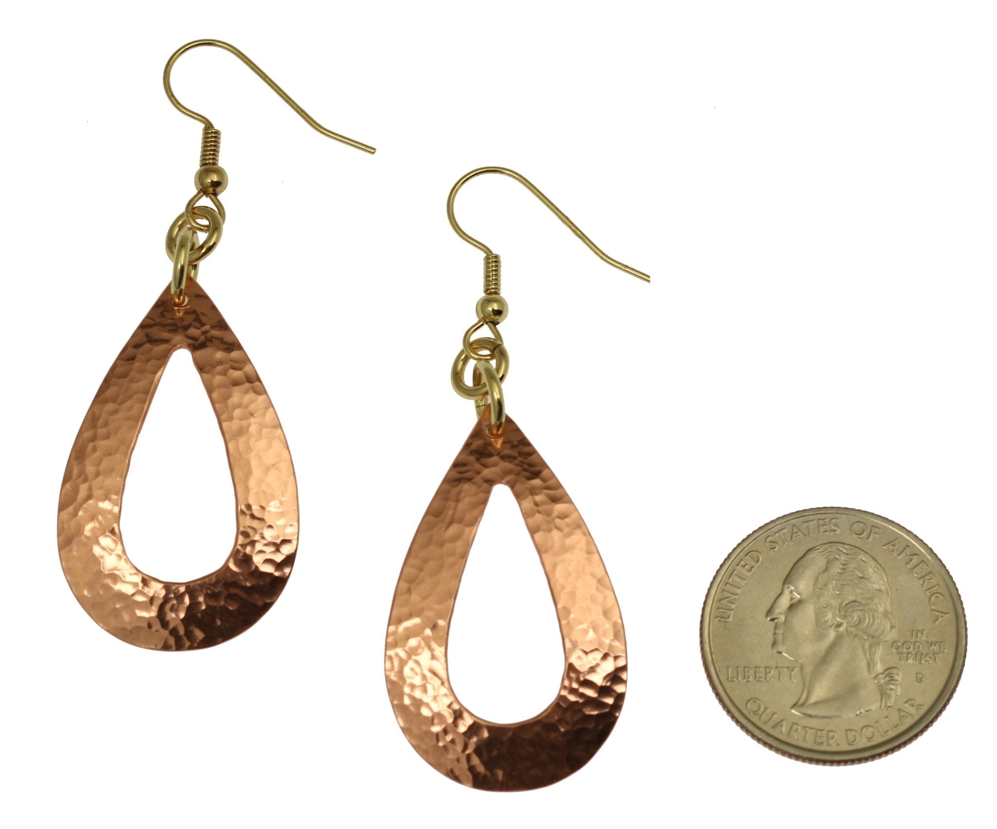 Handmade Hammered Copper Open Teardrop Earrings for Women - Boho Chic Dangle Earrings - Lightweight Hypoallergenic Jewelry - Perfect for Parties, Weddings & Everyday Wear