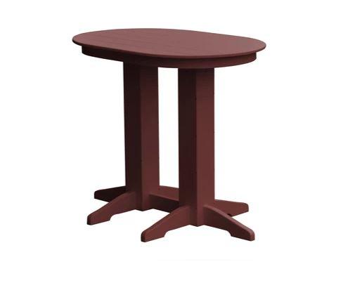 A & L Furniture Oval Bar Table with Free 2 Umbrella Holes - Perfect for Outdoor Patio, Poolside, and Backyard Entertaining