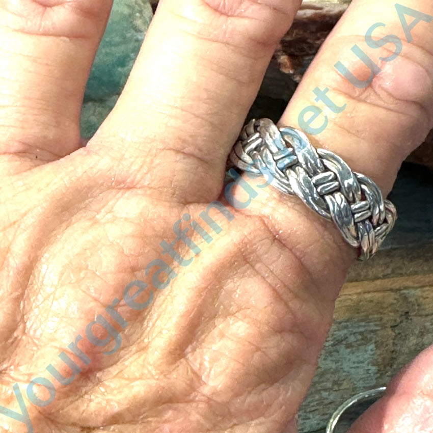 14K Sterling Silver Braided Band Ring for Women & Men - Size 13 Wedding, Anniversary, Promise, or Stackable Ring - Perfect for Couples & Everyday Wear