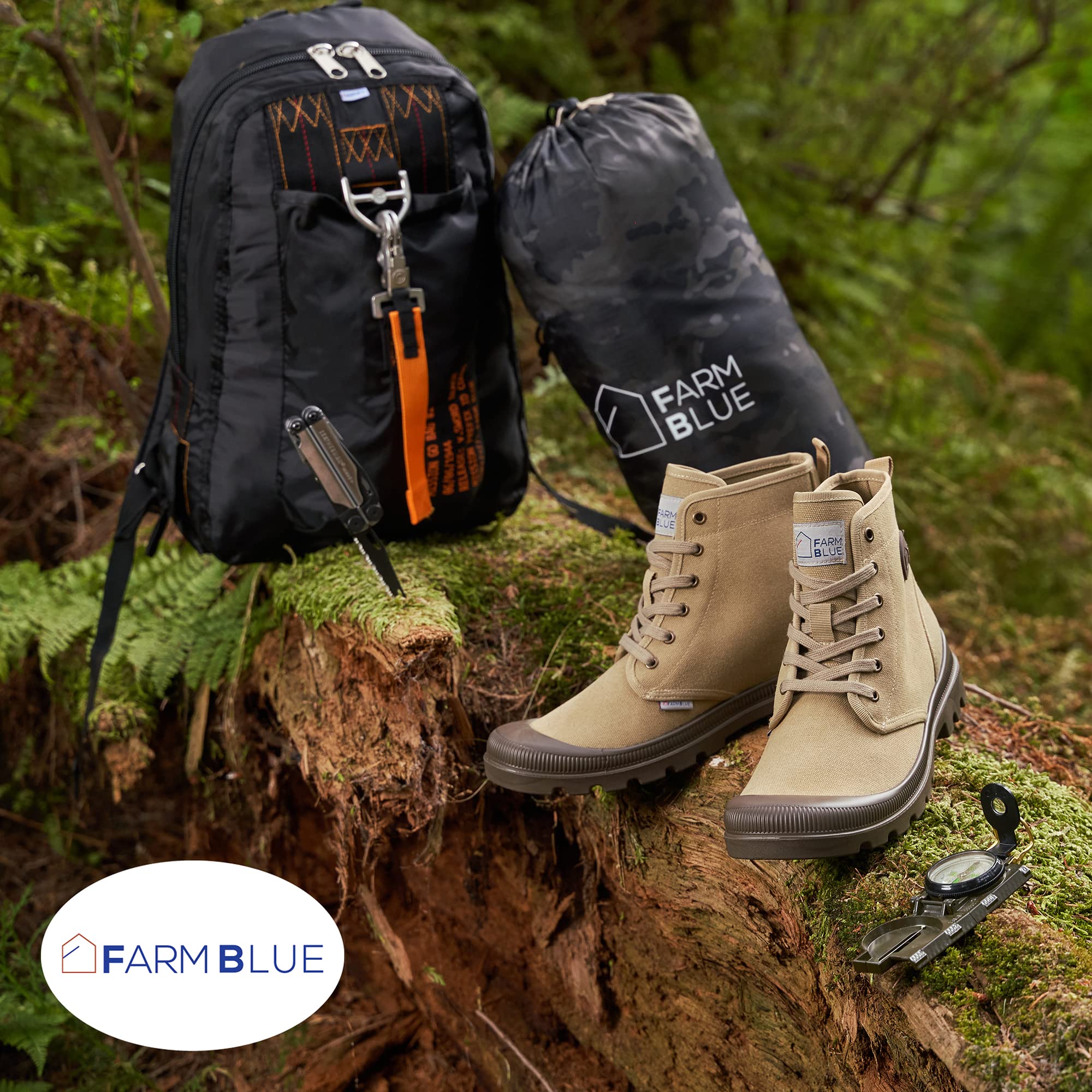 Farm Blue Men's Ranger Boots - Waterproof High Top Hiking Shoes for Men with Orthotic Support - Durable Canvas Tactical Boots for Outdoor, Work & Casual Wear - Perfect for Hiking, Construction & Everyday Use