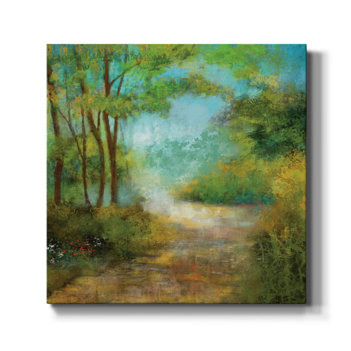 Wexford Home Premium Gallery Wrapped Canvas Wall Art - 40x40 Inch Square Abstract Ocean Beach Painting, Modern Multicolor Forest Print for Living Room, Bedroom & Office Decor - Ready to Hang Home Artwork