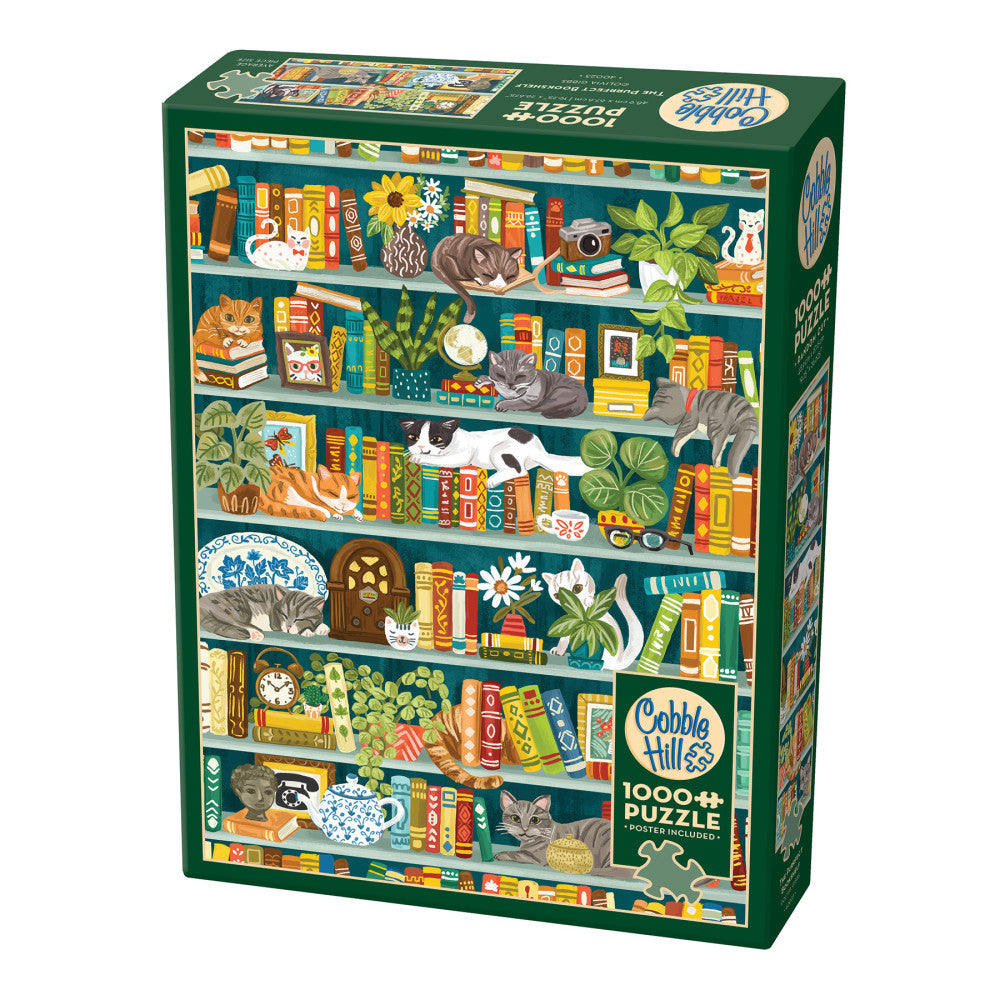 Cobble Hill The Purrfect Bookshelf 1000 Piece Jigsaw Puzzle - Cat Lover's Challenge for Family Game Night & Home Decor