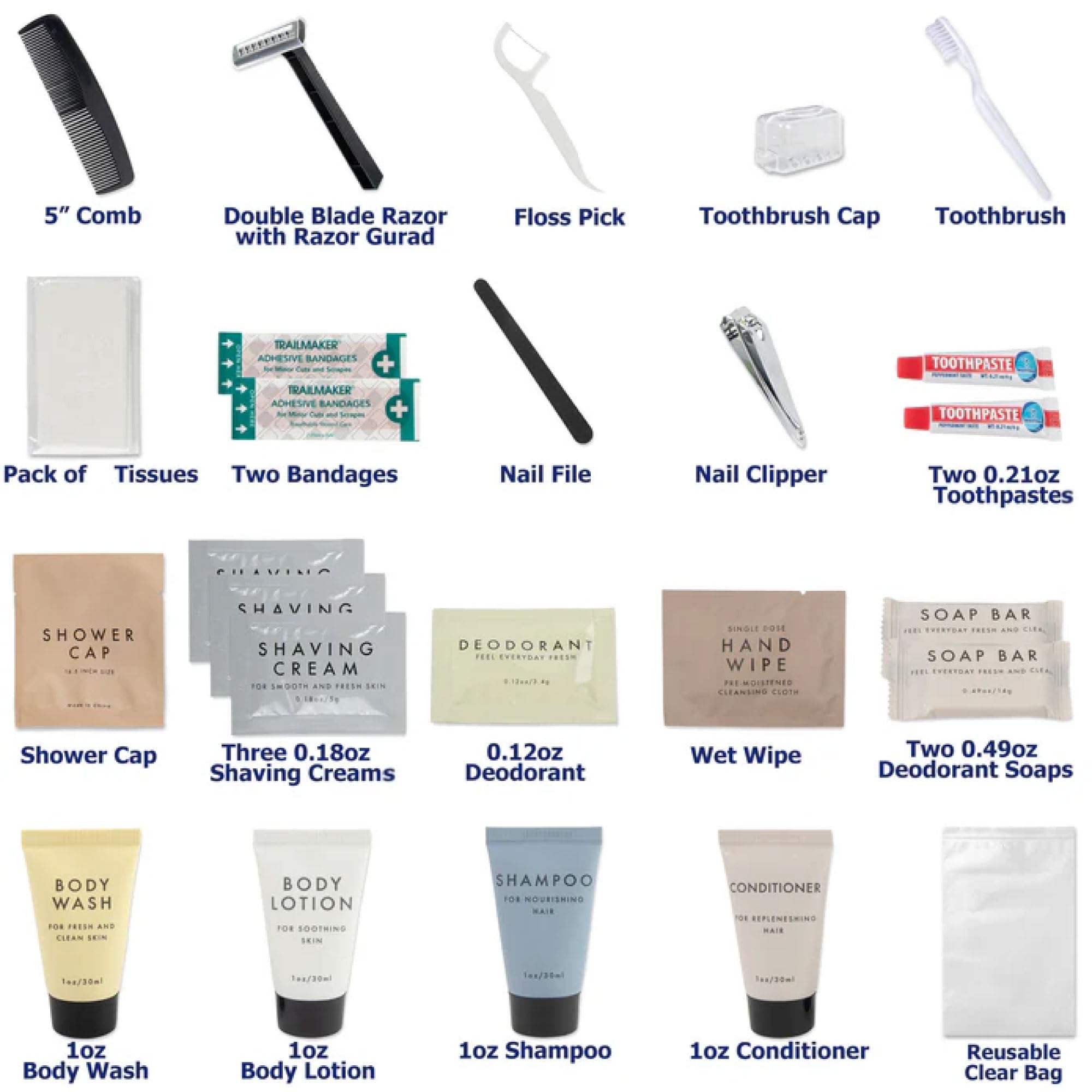 50 Pack Bulk Hygiene Kits for Homeless & Travel - 25 Piece Toiletry Essentials for Men & Women | Perfect for Shelters, Hotels, Emergency Preparedness & On-the-Go Care