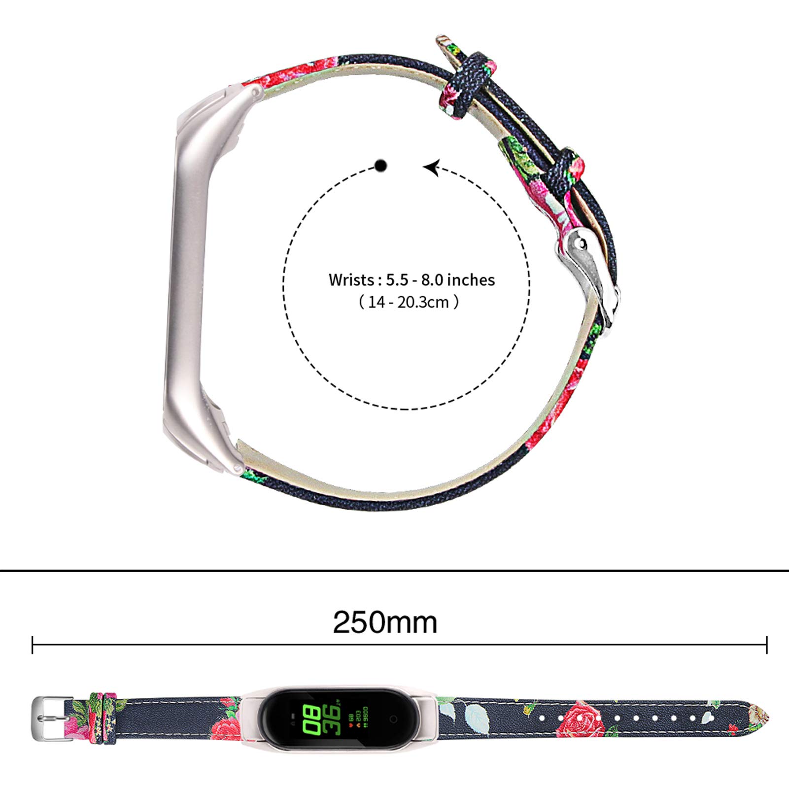 Genuine Leather Wrist Strap for Mi Band 3 & 4 - 5.5