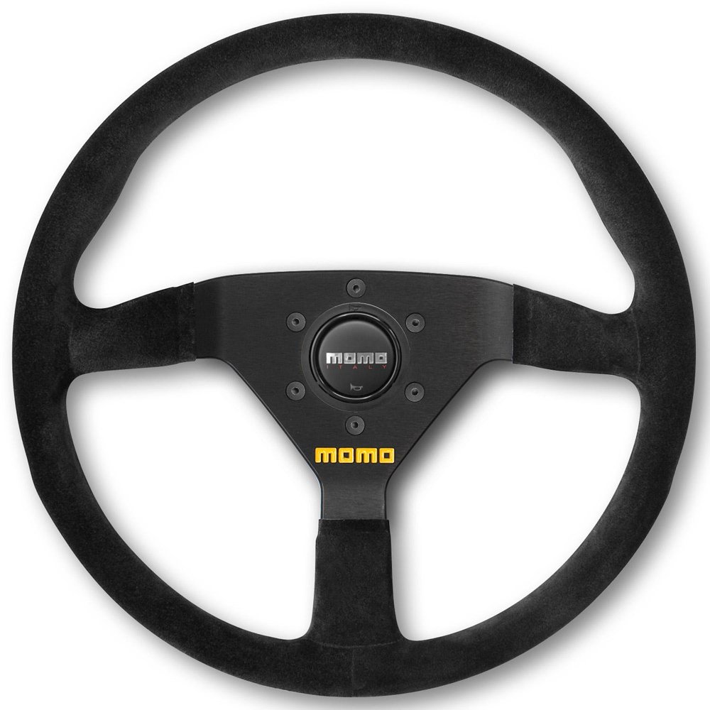 MOMO R1909_35S Mod 78 350mm Suede Steering Wheel - Premium Leather Racing Wheel for Sports Cars & Drifting - Perfect for Track Days & Performance Driving