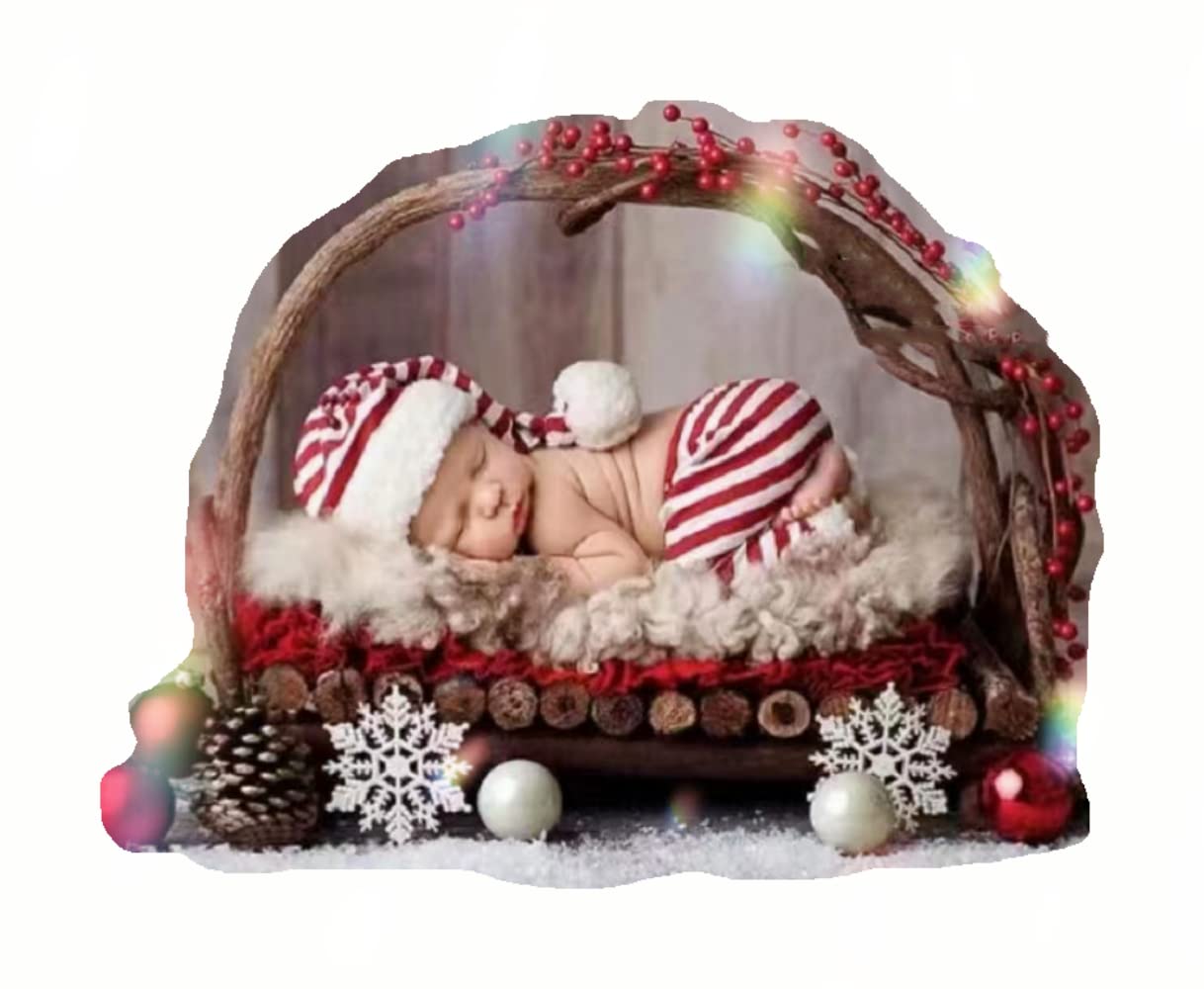 Newborn Baby Photography Outfit - Christmas Photo Prop Set for Infant Photography, Baby Shower & Holiday Portraits