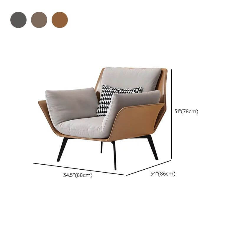 Minimalist White Accent Chair with Fixed Back & Armrests - Removable Cushions & Pillow Included - Perfect for Living Room, Bedroom or Office Decor