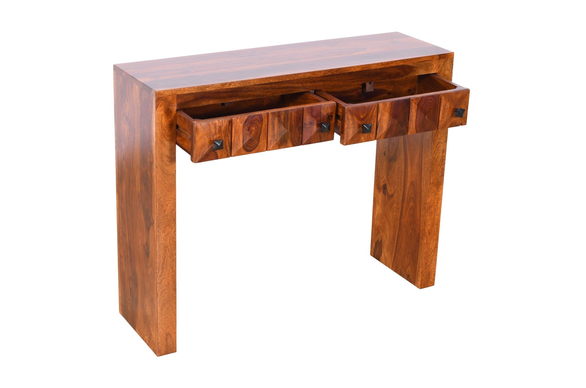 Premium Diamond Indian Sheesham Solid Wood Console Table - 100x30x80cm - Elegant Entryway, Hallway & Living Room Furniture - Handcrafted Wooden Sofa Table for Home Decor