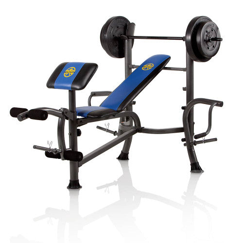 Marcy Standard Weight Bench with 80lb Weight Set - MWB 36780B - Home Gym Equipment for Strength Training & Muscle Building | Perfect for Home Workouts & Fitness Enthusiasts