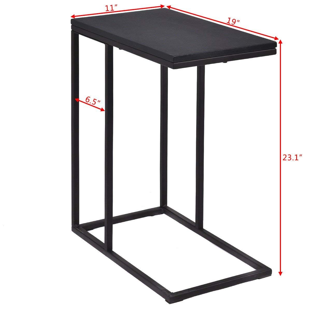 Black Coffee Tray Sofa Side Table - Multi-Functional Ottoman Couch Console Stand for TV Snacks, Drinks & Laptop - Perfect for Living Room, Bedroom & Home Theater Use