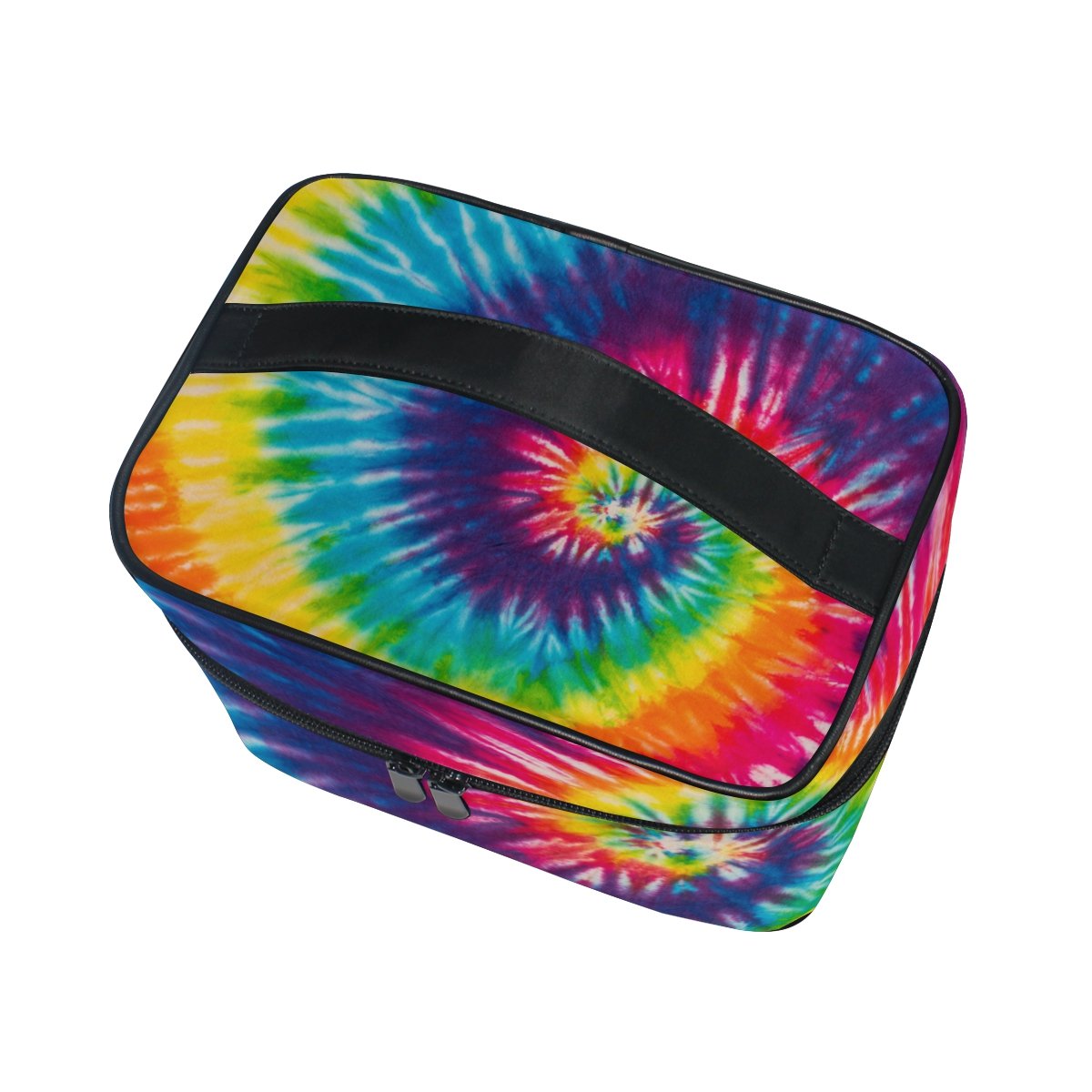 Cooper Girl Swirl Rainbow Cosmetic Bag - Waterproof Travel Makeup Train Case with Mirror | Perfect for Travel, Gym & Daily Organization