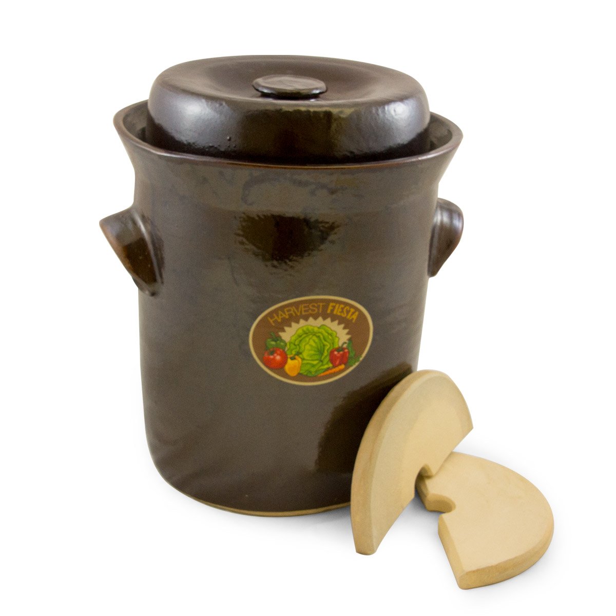 10L Ceramic Fermentation Crock with Stone Weight - Perfect for Sauerkraut, Kimchi & Pickles - Traditional Fermenting Pot for Homemade Probiotic Foods