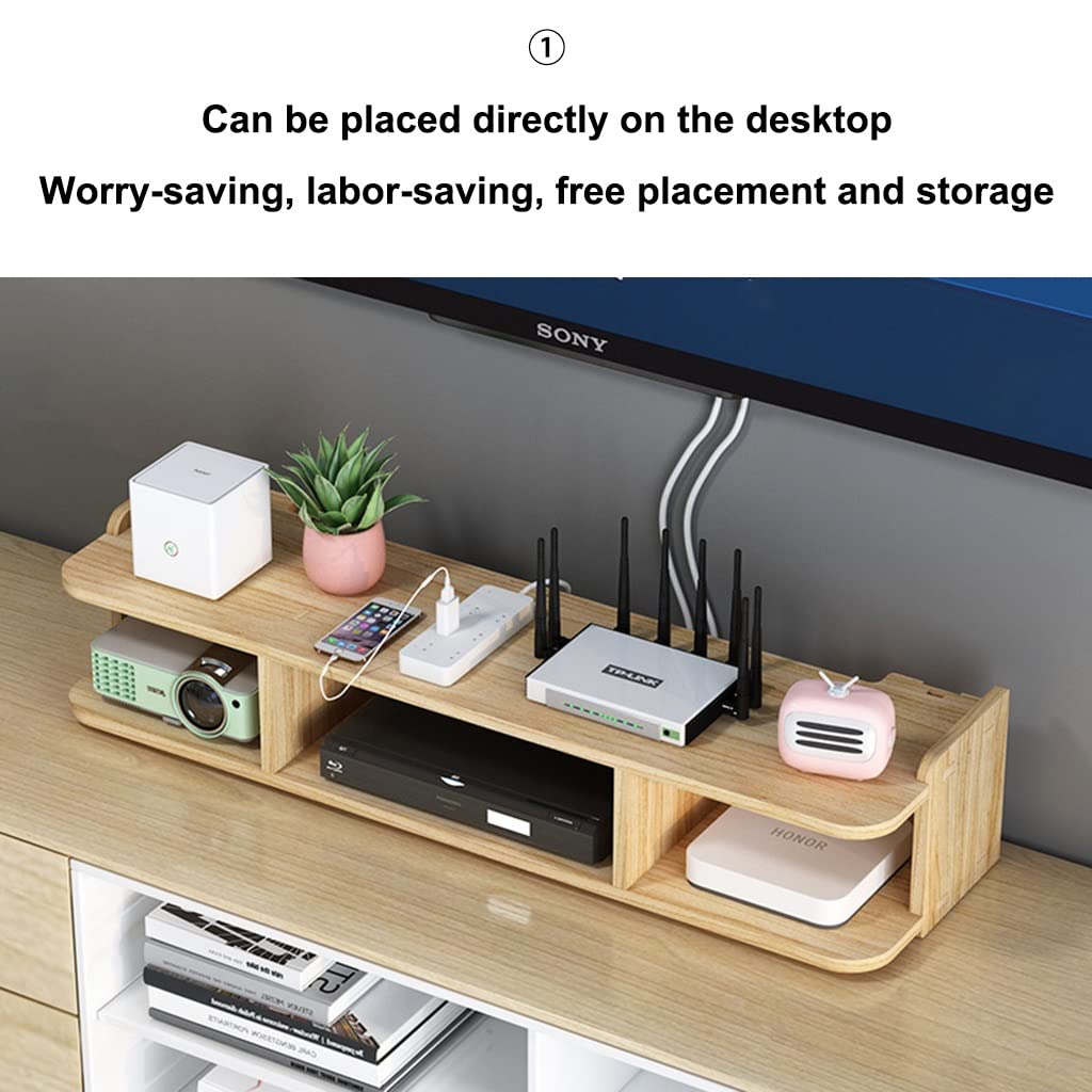 Wall Mounted WiFi Router Shelf - Large Multi-Function Storage Rack for Wireless Routers, TV Set-Top Boxes & Power Strips | Perfect for Home Office & Entertainment Center Organization