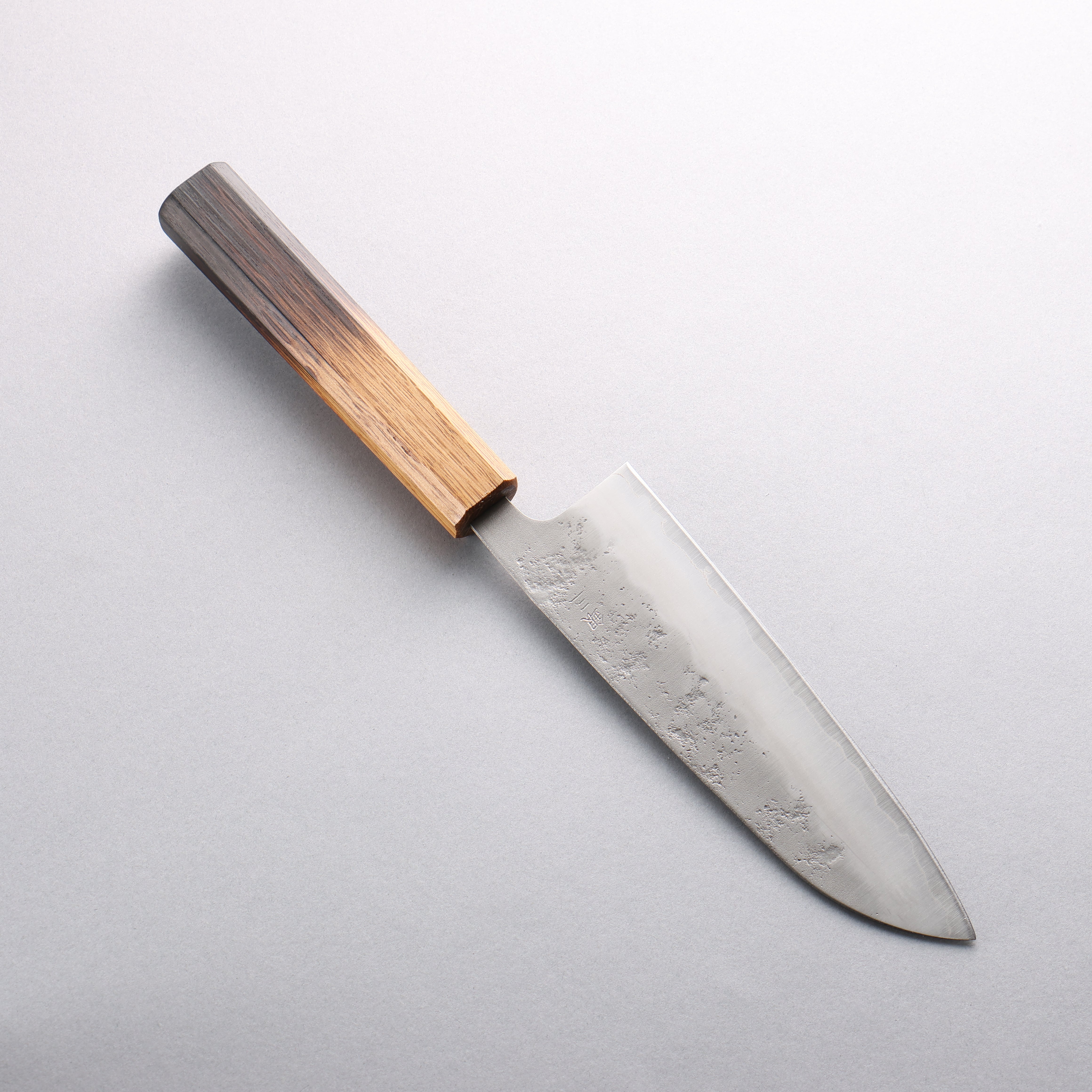 Premium Oul Silver Steel No.3 Nashiji Santoku Knife 165mm with Burnt Oak Handle - Japanese Chef Knife for Slicing, Dicing & Chopping Vegetables, Meat & Fish