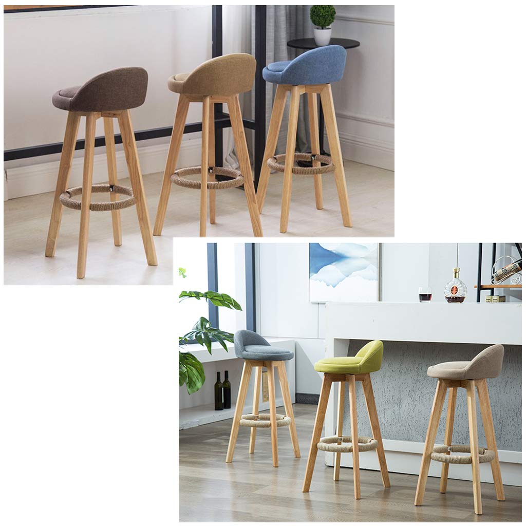 Swivel Bar Stools with Wooden Frame & Linen Upholstery - Adjustable Height Kitchen Counter Stools with Backrest & Footrest - Perfect for Home Bars, Breakfast Nooks & Small Space Dining