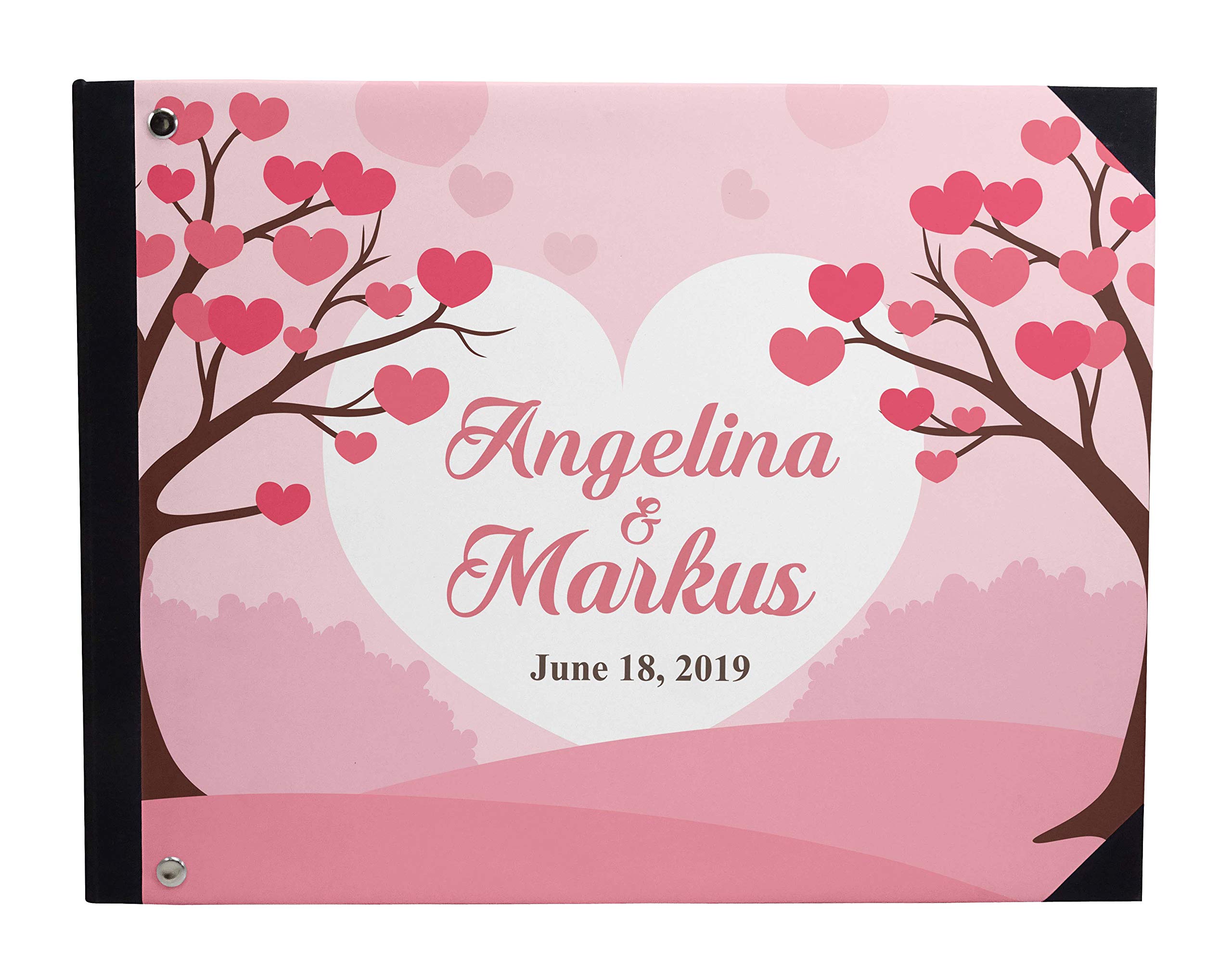 Pink Heart Tree Wedding Guest Book - Elegant Hardbound Guest Sign-in Registry, 9 x 12 Inches - Perfect for Weddings, Anniversaries & Bridal Showers
