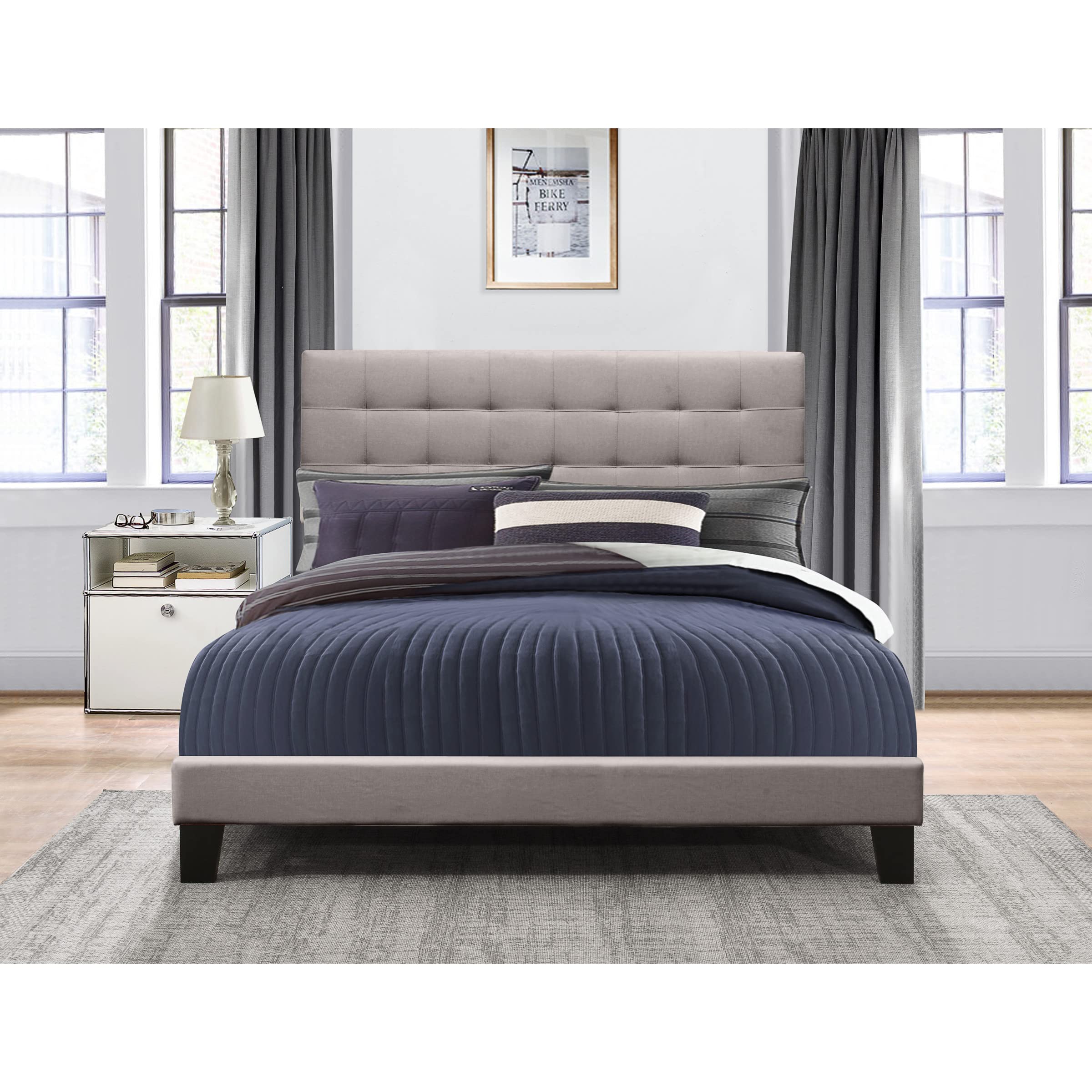 Hillsdale Furniture Delaney King Size Bed Frame in Stone Finish - Perfect for Master Bedroom & Guest Room Decor
