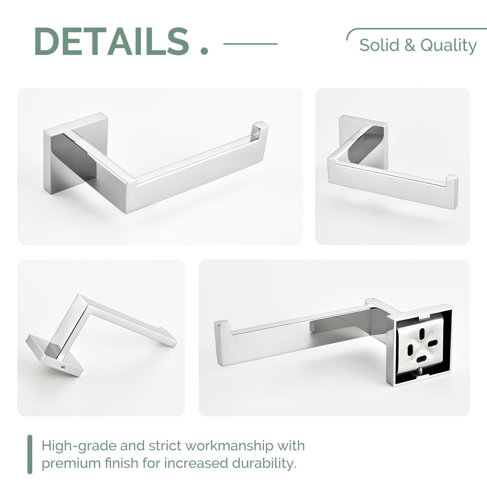 Stainless Steel Toilet Paper Holder - Angle Design SUS304 Bathroom Tissue Roll Hanger, Wall Mounted Chrome Toilet Paper Dispenser for Modern Bathroom & Powder Room Decor