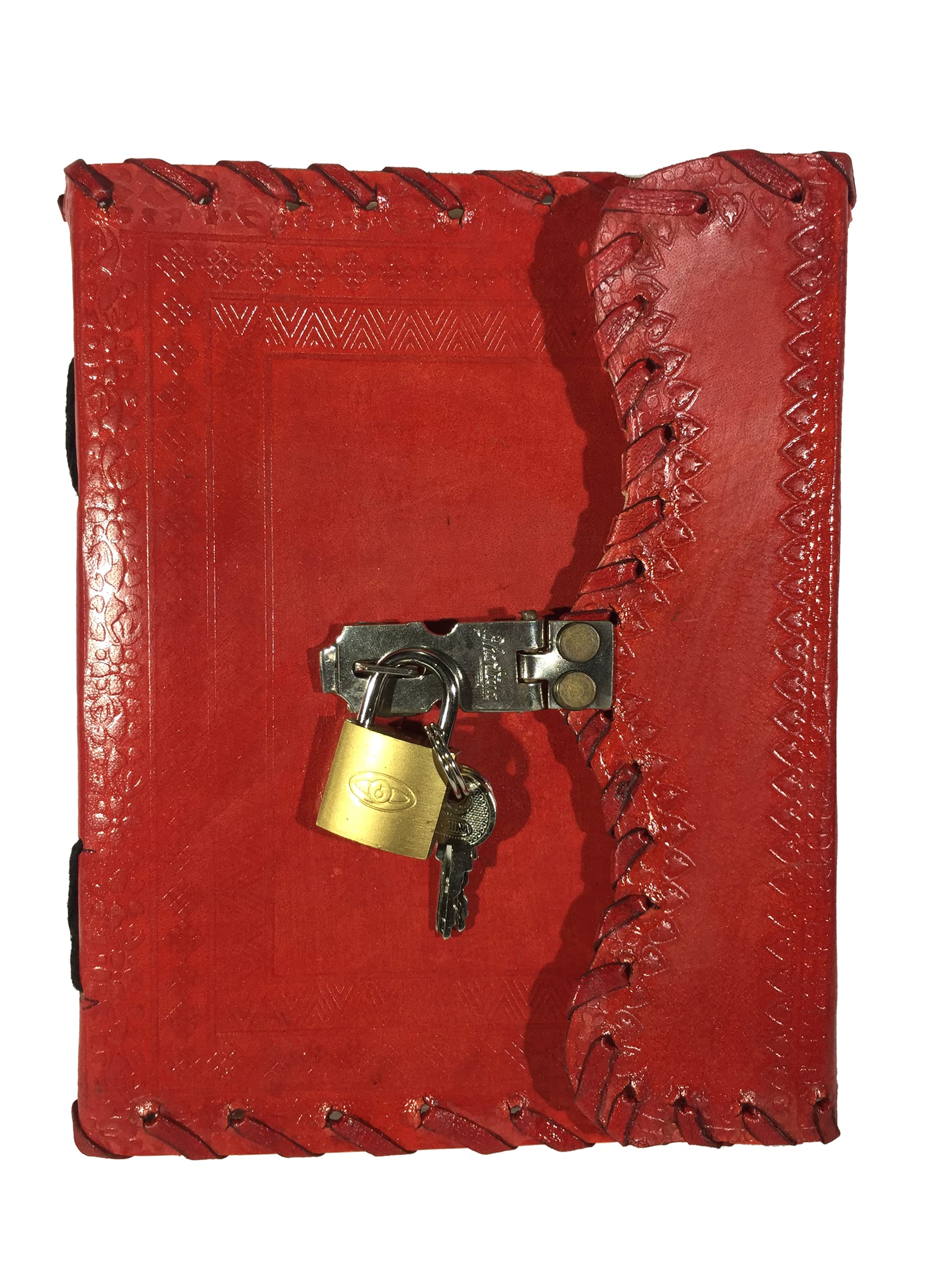 Premium Leather Journal Notebook - 5x7 Inches Unlined Blank Pages for Writing, Sketching & Scrapbooking | Artist Sketchbook & Diary | The Craft Box Co. (Red, TCBC-LD-116) | Perfect Gift for Writers, Artists & Travelers