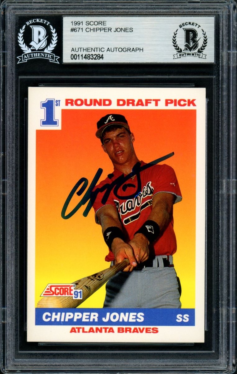 Chipper Jones Autographed 1991 Score #671 Atlanta Braves Rookie Baseball Card - Perfect for Collectors, Sports Memorabilia Fans & Braves Enthusiasts